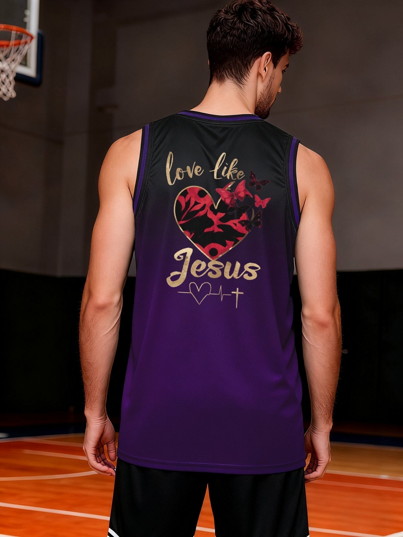 Love Like Jesus Adult Purple Basketball Jersey | Ships From USA