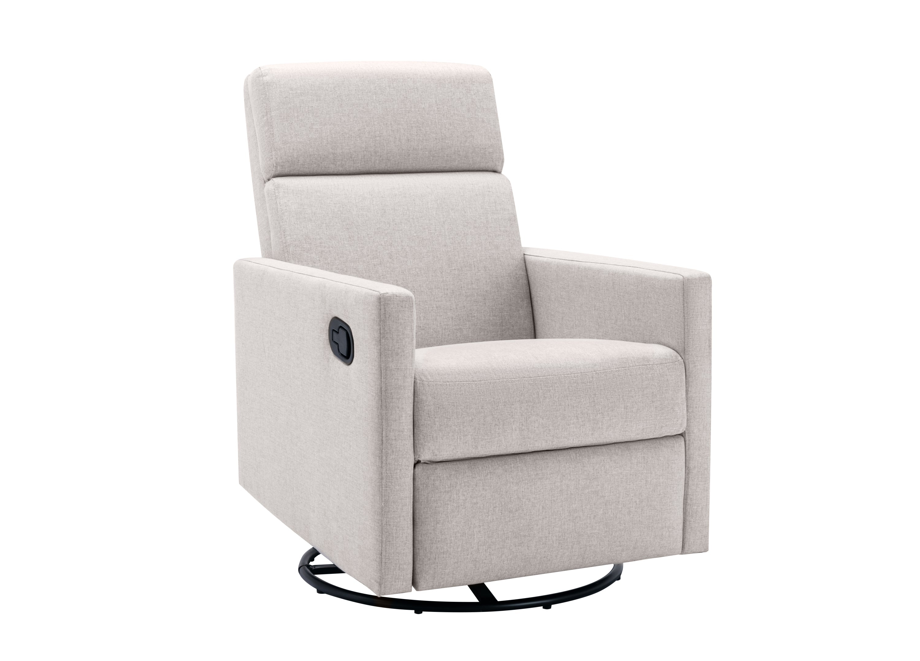Modern Upholstered Rocker Nursery Chair with Plush Seating, Tan Linen, Swivel Recliner