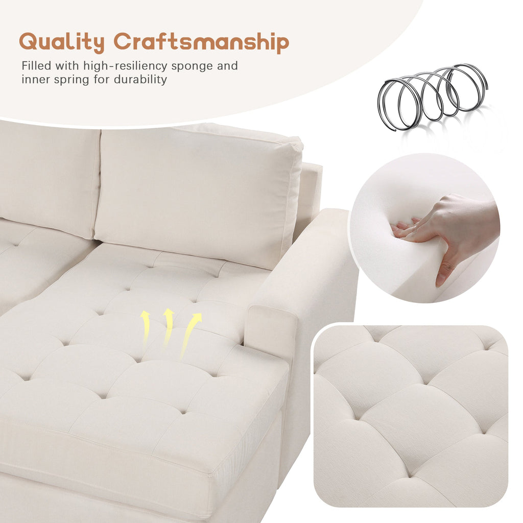 U_Style Sectional Sleeper Sofa with Pull-out Bed and Lounge Chair, USB and Type-C Interfaces, Suitable for Living Room, Office, and Spacious Spaces