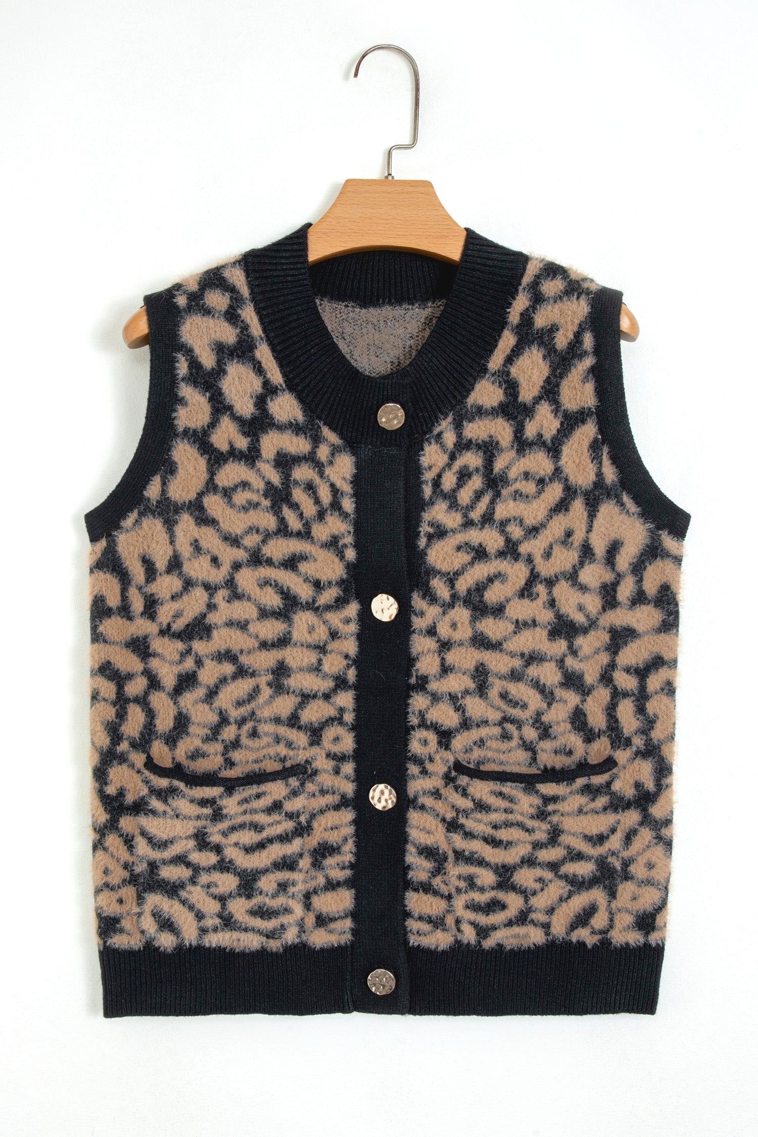 Leopard Sleeveless Regular Wash Knit Vest