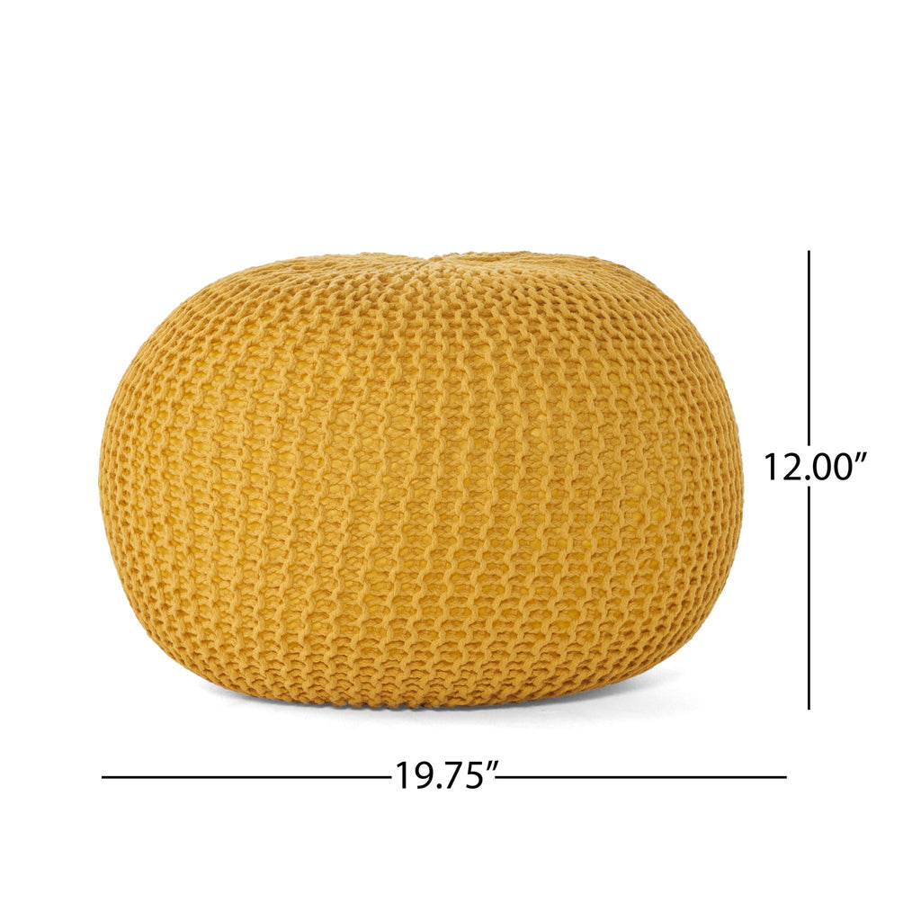 Bordeaux - Knitted Round Pouf, Versatile Ottoman And Floor Cushion