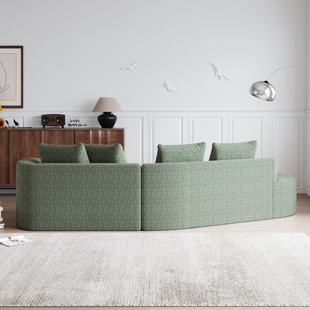 Modern Upholstered Oversized Sectional Sofa, 112-Inch Chenille 4-Seater Extra Deep & Wide Seat Curved Cloud Couch with 4 Throw Pillows, Free Combination Sofa Couch for Living Room,Bedroom
