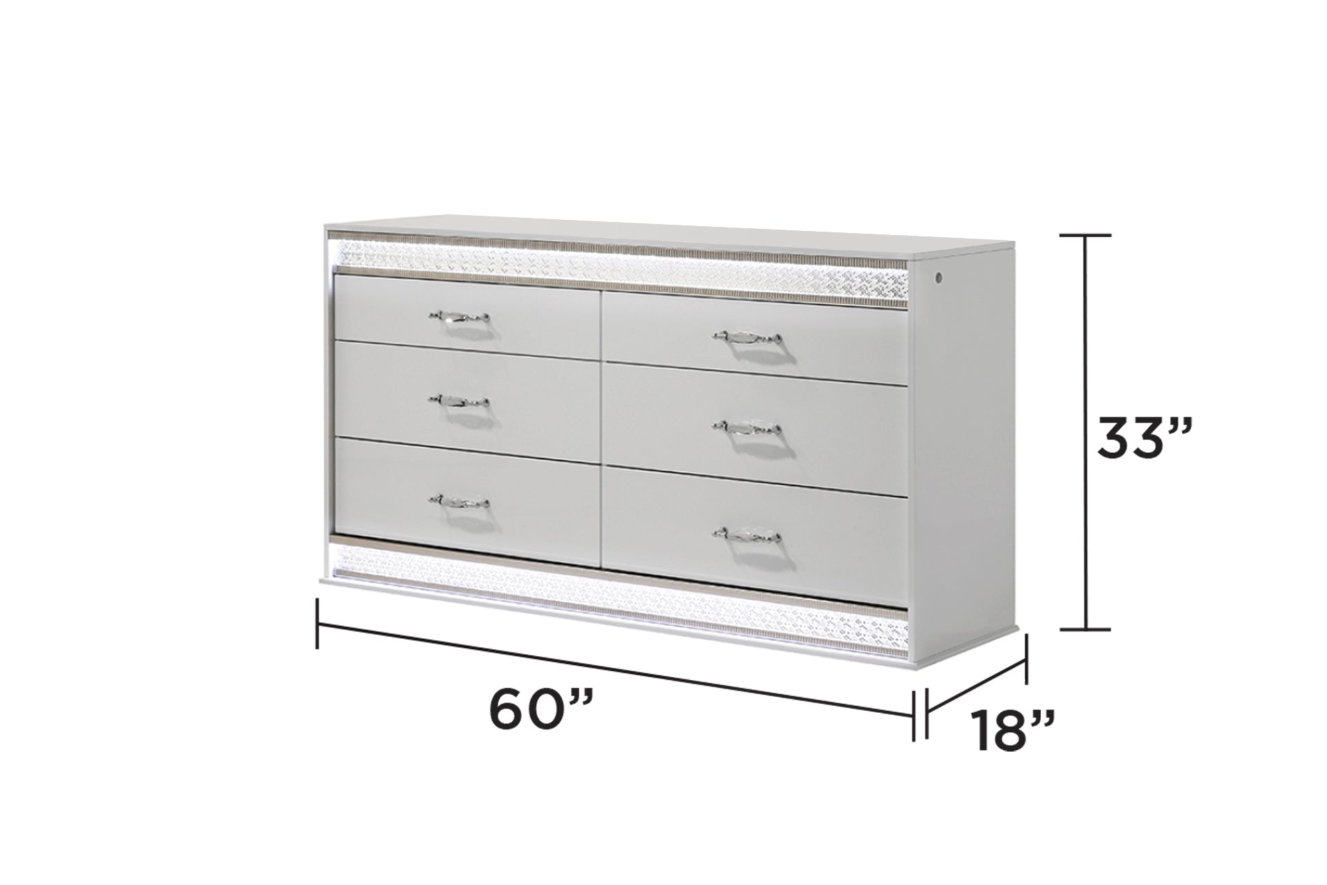 Glam Modern Style 5 Pc King Bedroom Set with LED Headboard Made with Wood in White(CA INVENTORY)