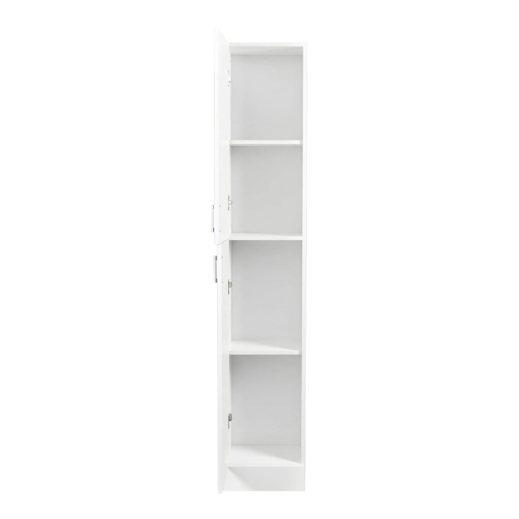 Elegant White Freestanding Cabinet with Inadjustable Shelves and Two Doors for Kitchen and Dining Room