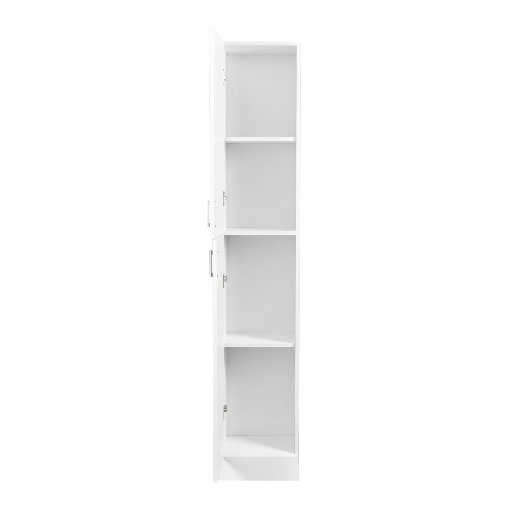 Elegant White Freestanding Cabinet with Inadjustable Shelves and Two Doors for Kitchen and Dining Room