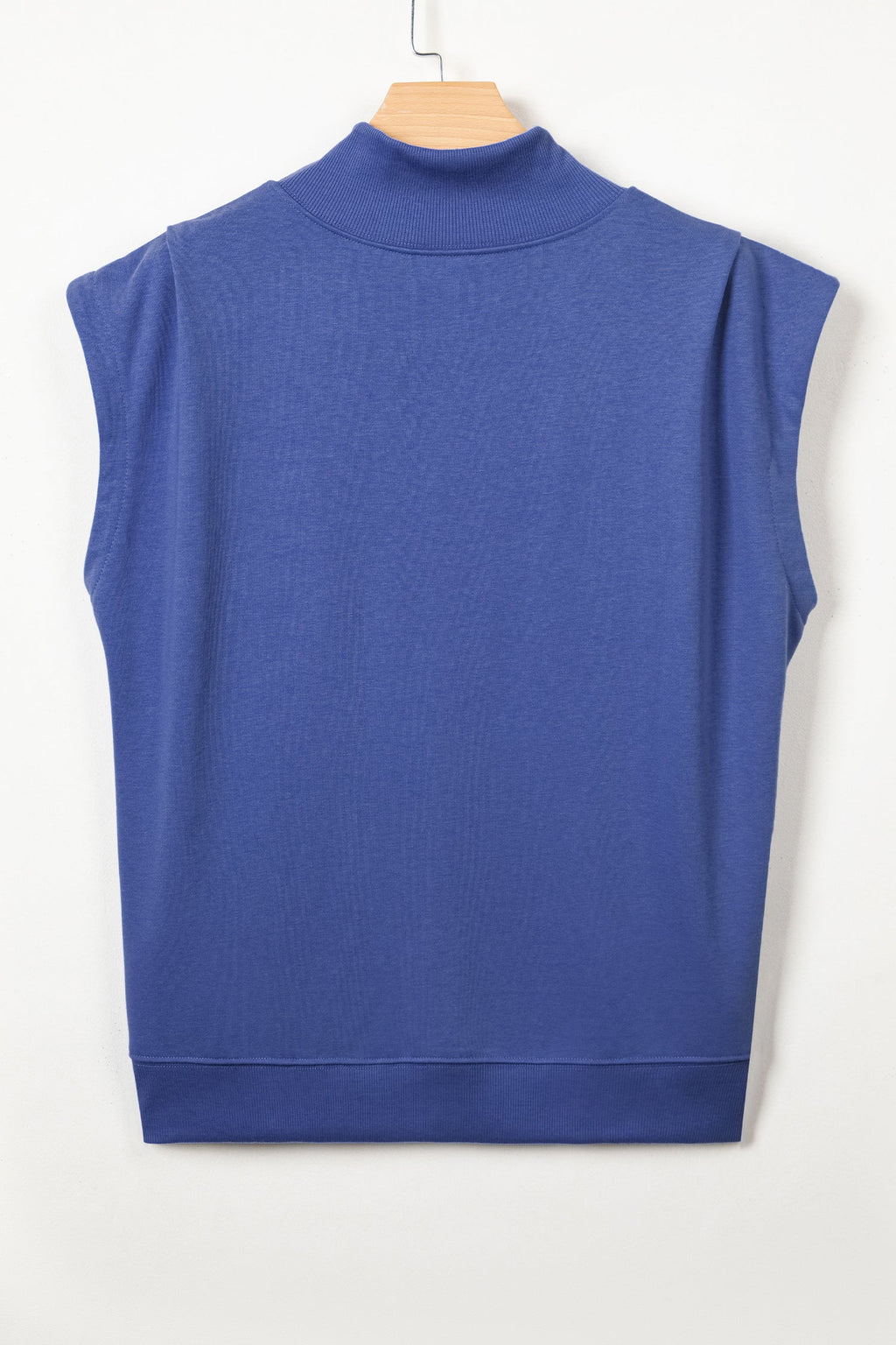 Solid Mock Neck Cap Sleeve Oversized Top