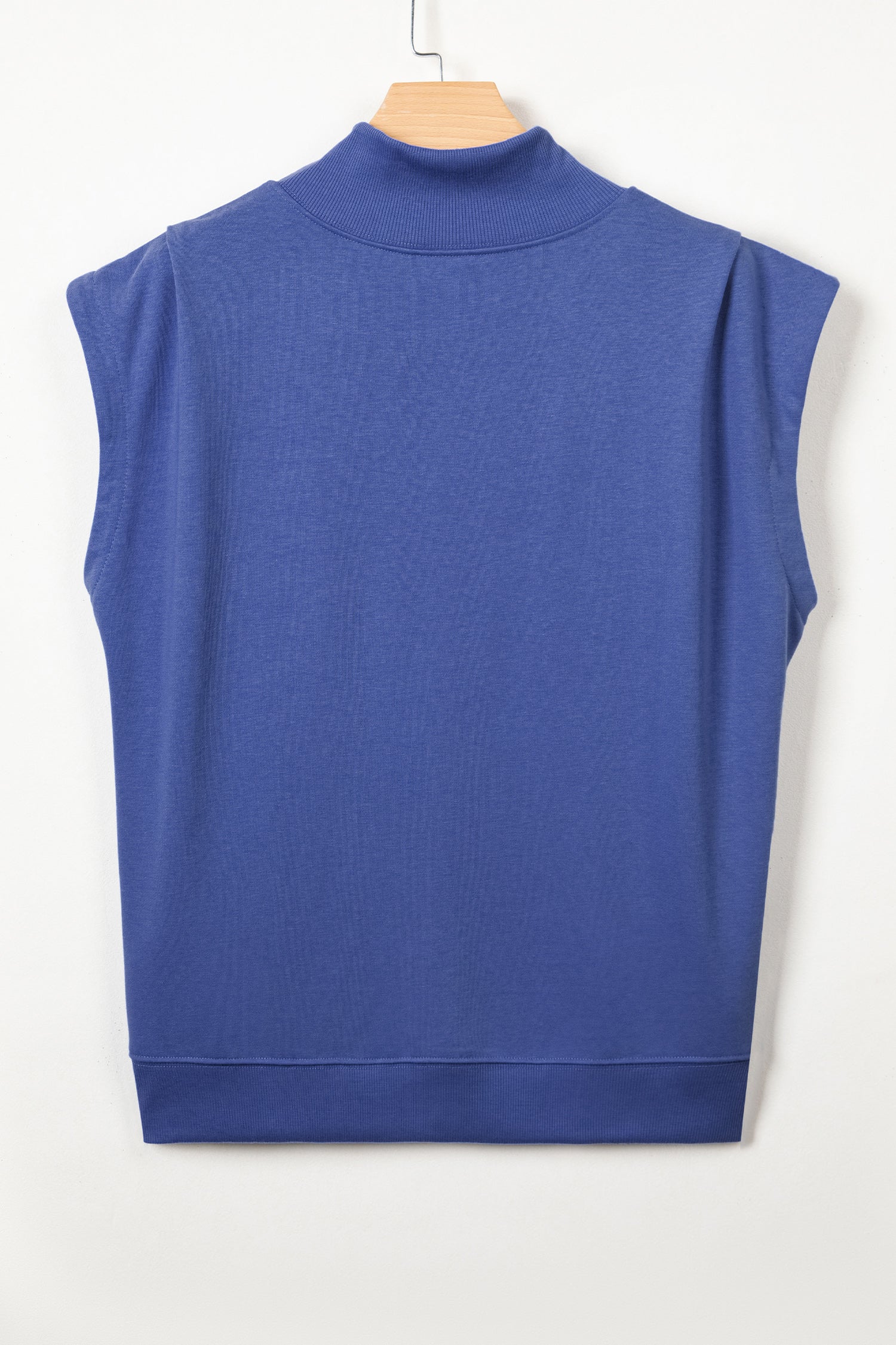 Solid Mock Neck Cap Sleeve Oversized Top