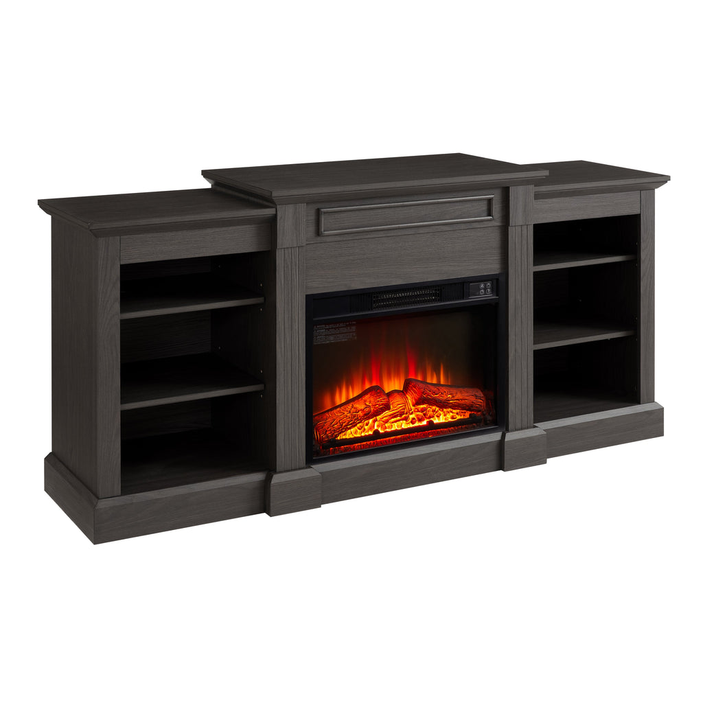 Media Console Table with Large Storage Cabinet,with 23' Fireplace Insert, for TV Up to 70'', Modern TV Media Entertaionment Stand,  Grey