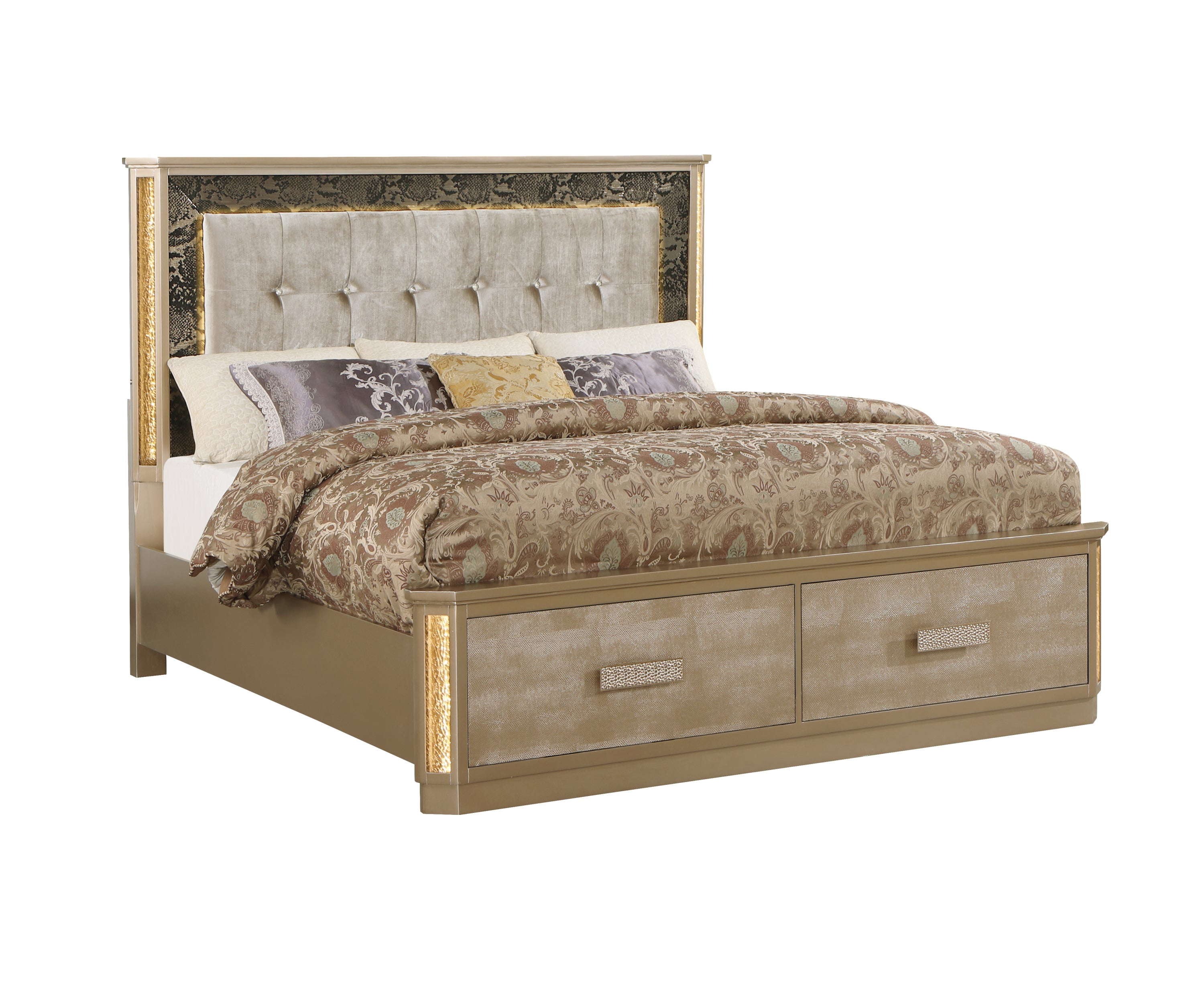 Medusa Queen 5PC Bedroom set Made with Wood in Gold (NJ Inventory)