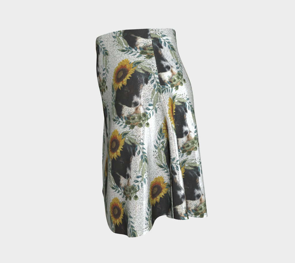 Women's Cute Black Puppy Glitter Flare Short Skirt