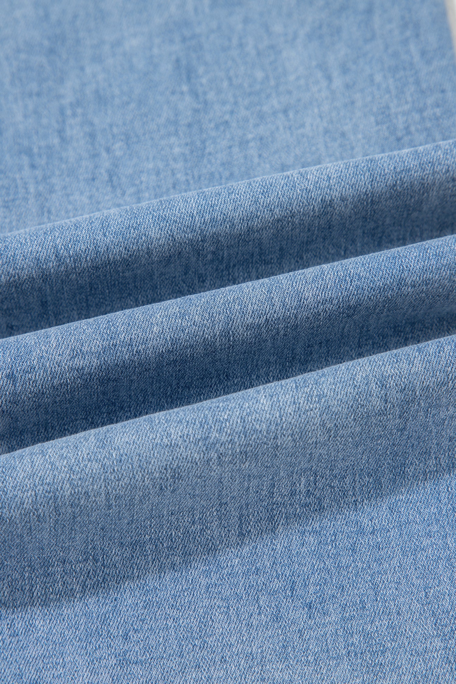 Denim Contrast Drawstring Waist Wide Leg Jeans