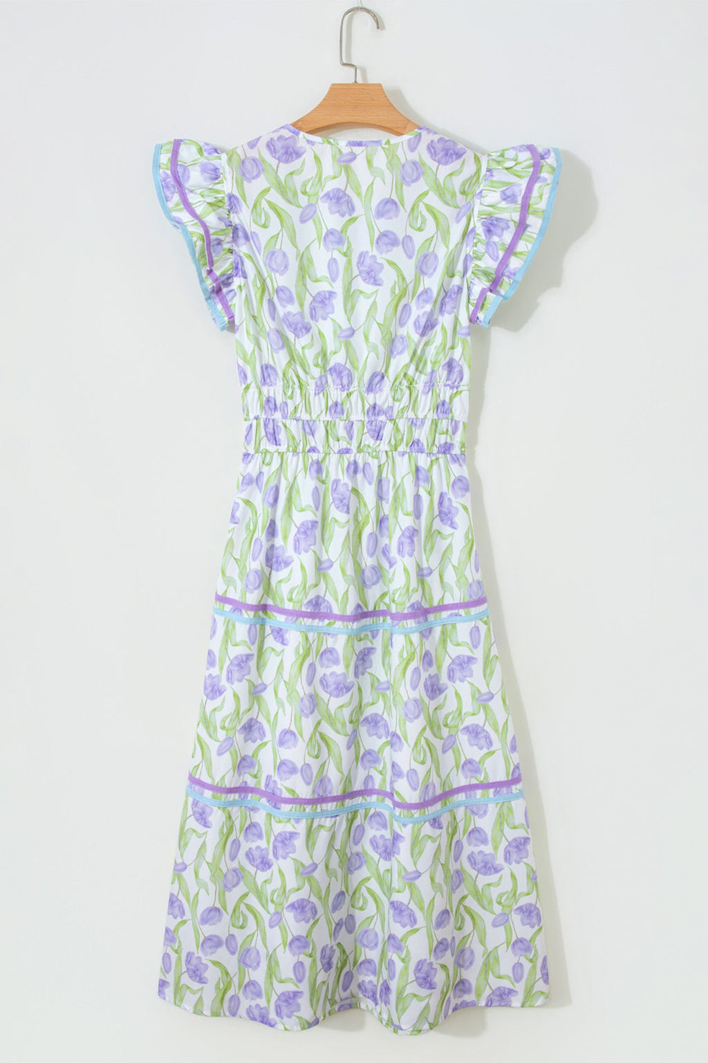 Floral Tulip Contrast Trim Midi Dress