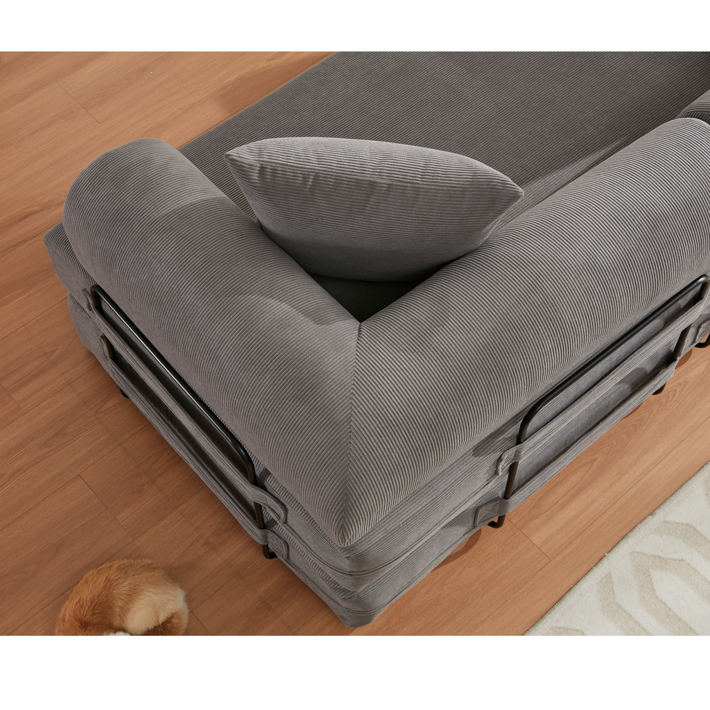 [NEW ARRIVED] [VIDEO PROVIDED] 78.5' Folding Convertible Out Sleeper Sofa Bed,4-in-1 DIY Combination Convertible Sofa,3 seat, Folding  Sofa, King Size , Bedroom,Apartment,Corduroy,Gray