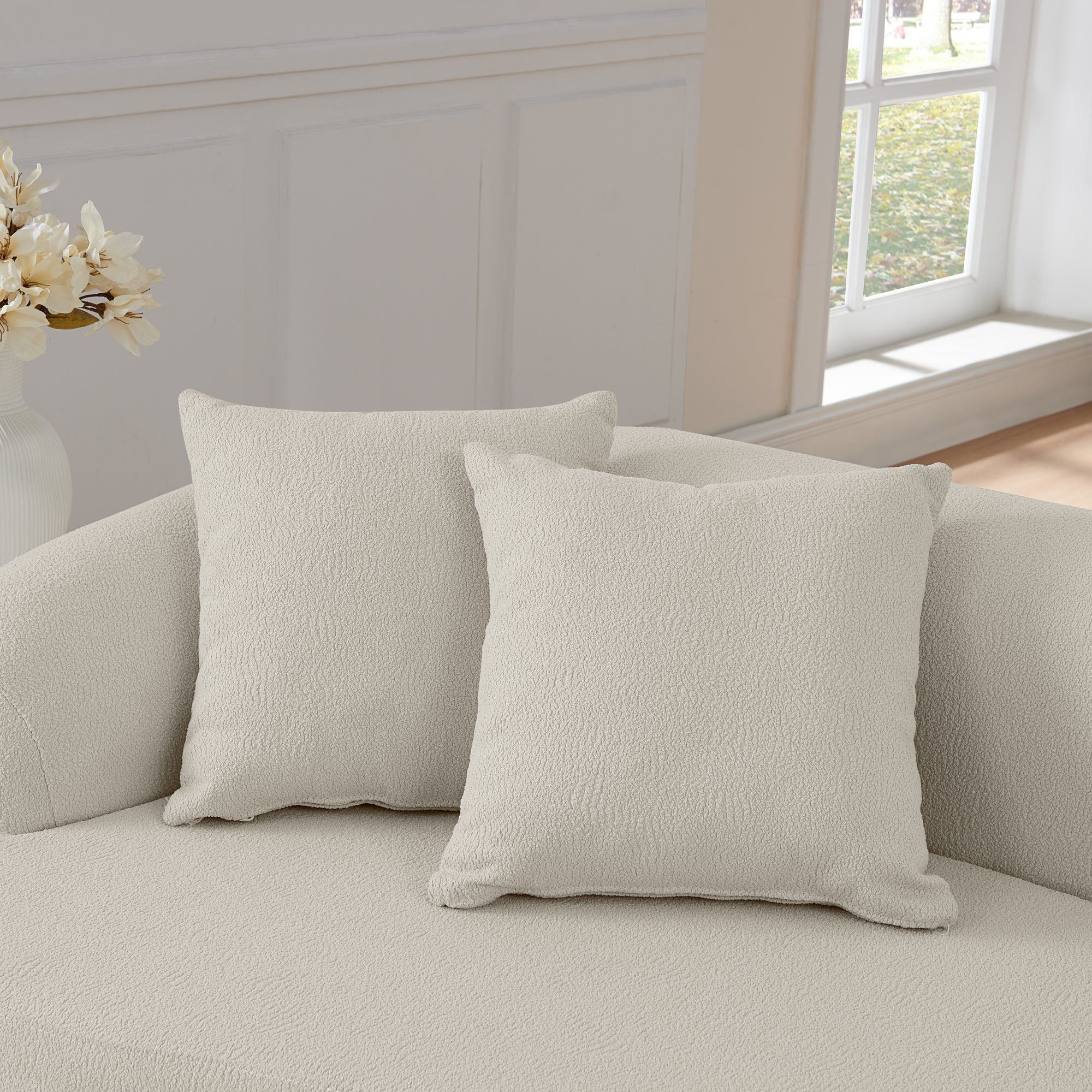 Curved Modular Sectional Sofa in Lamb's Wool Fabric, Modern Minimalist Style, Compressed (No Assembly Required), Comfy for Living Room & Bedroom - Beige