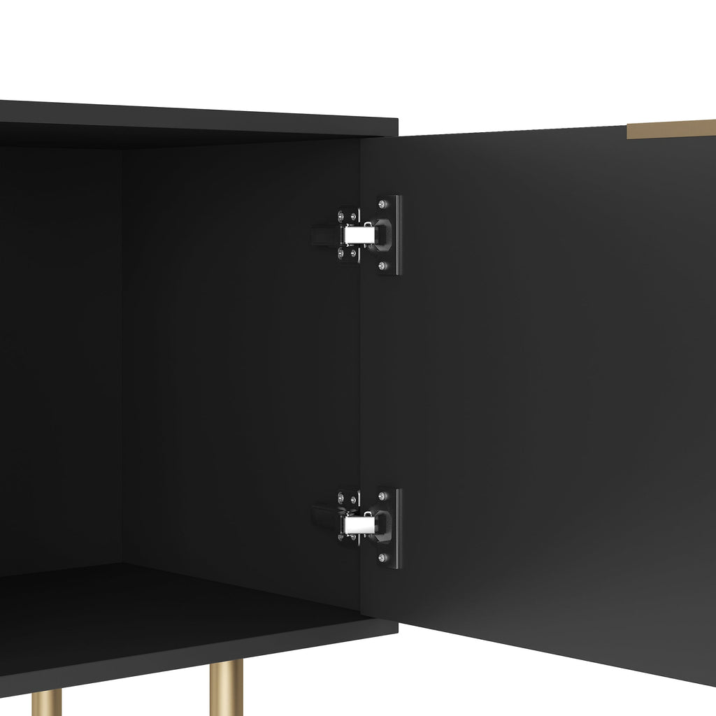 Black  Modern TV Stand Fluted 68' , Entertainment Center with Storage Doors, TV Console Media Cabinet,  for 55+ Inch TV, Living Room