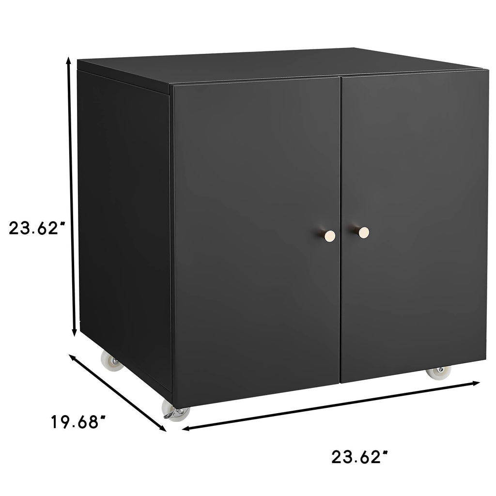 Home Office Printer Stand with Wheels, Printer Tables with File door  Mobile Lateral Filing Cabinet with Open Storage Shelf for Letter/Legal/A4 Size Files,