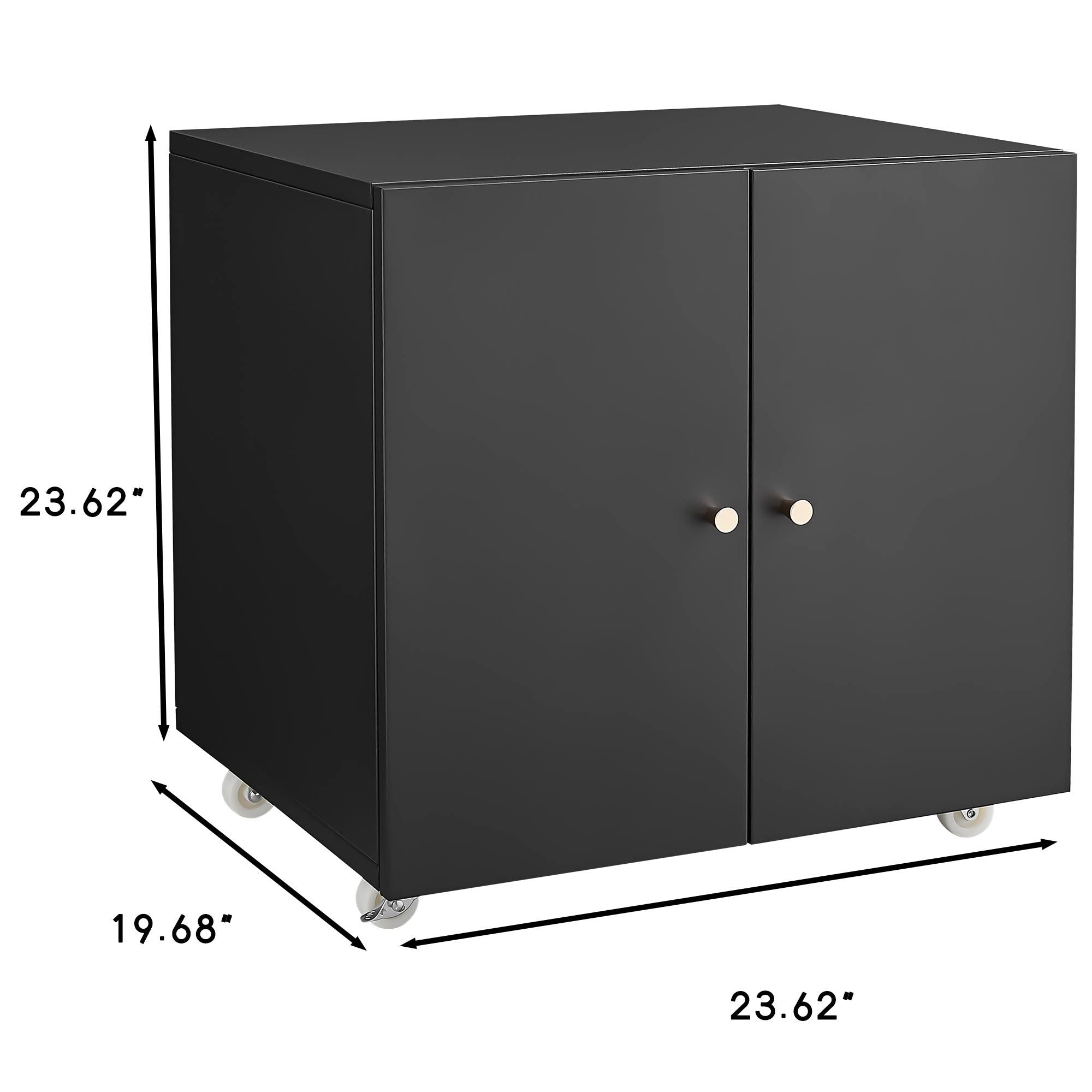 Home Office Printer Stand with Wheels, Printer Tables with File door  Mobile Lateral Filing Cabinet with Open Storage Shelf for Letter/Legal/A4 Size Files,