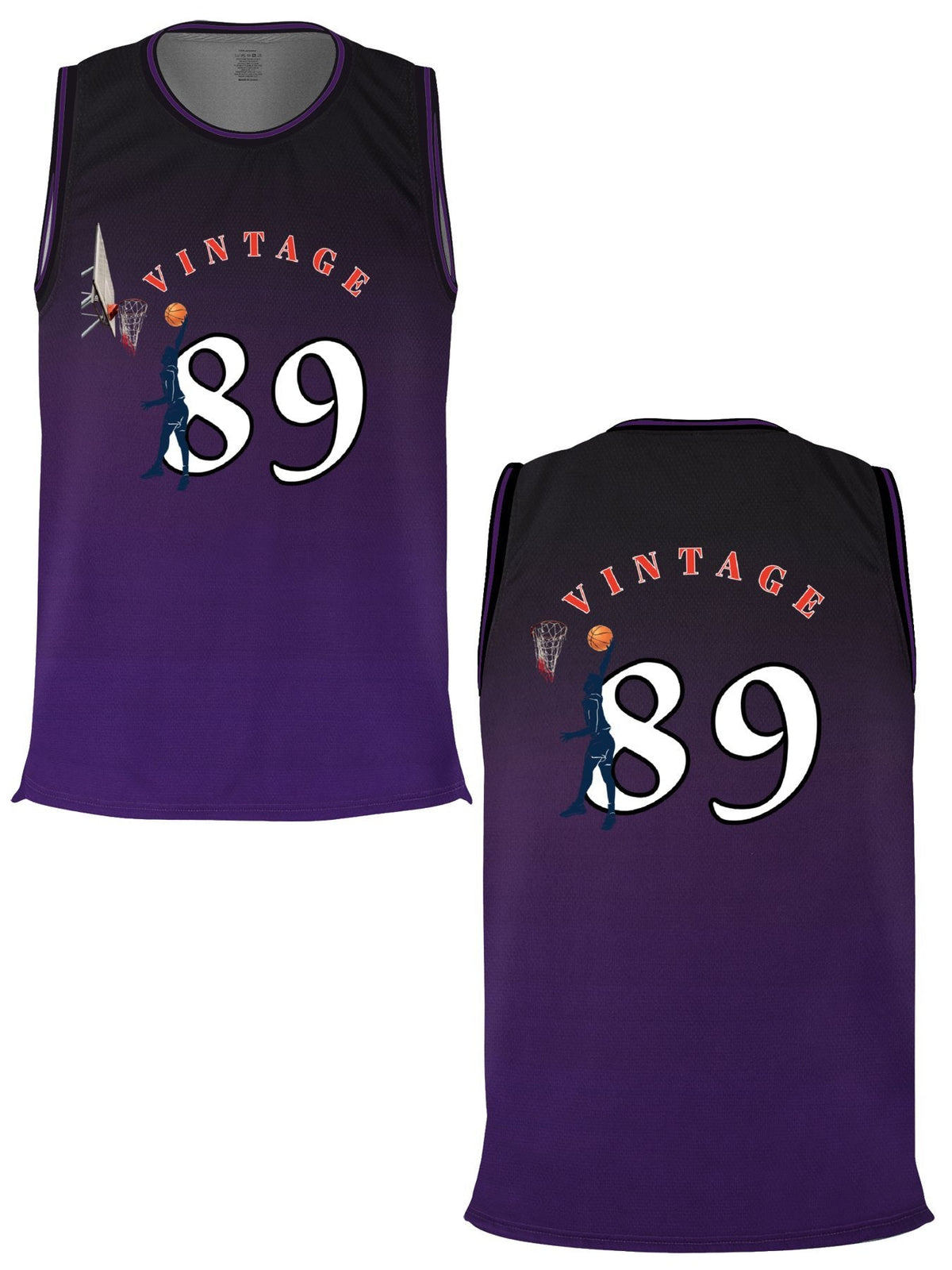 Vintage 89 Adult Purple Basketball Jersey | Ships From USA