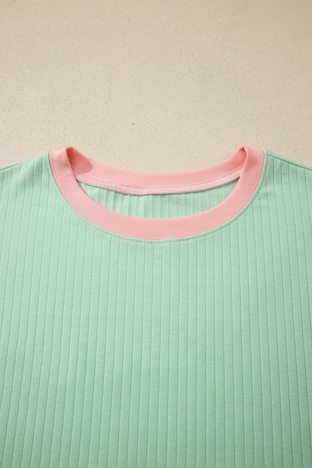 Colorblock Trim Ribbed Top & Shorts Set