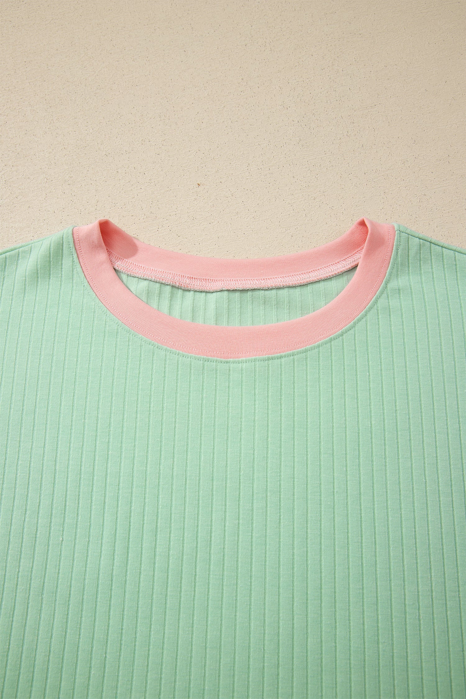 Colorblock Trim Ribbed Top & Shorts Set