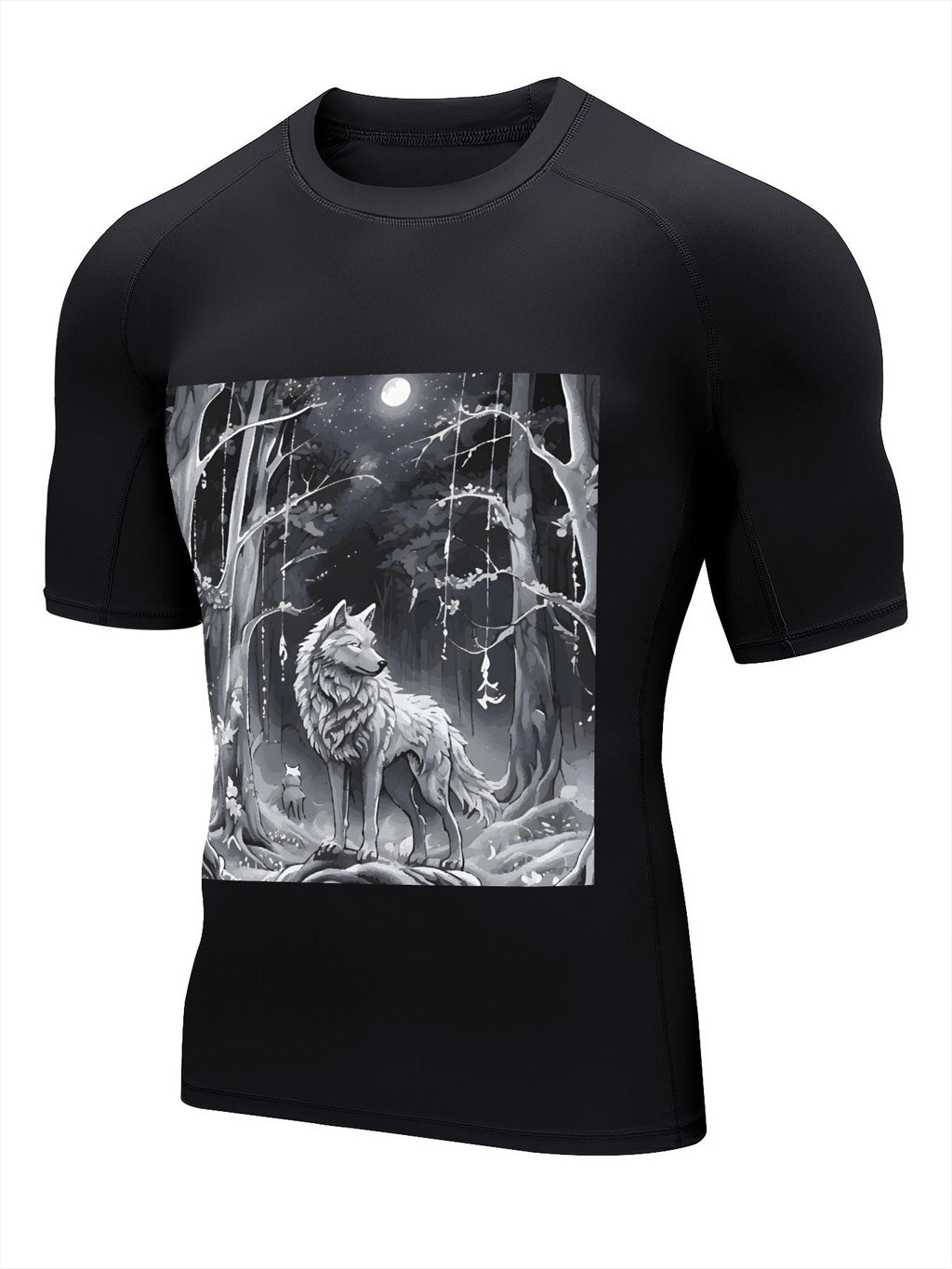 Ethereal Wolf in the Moonlight Men's Short-Sleeve Surfing Top (Front Printing)