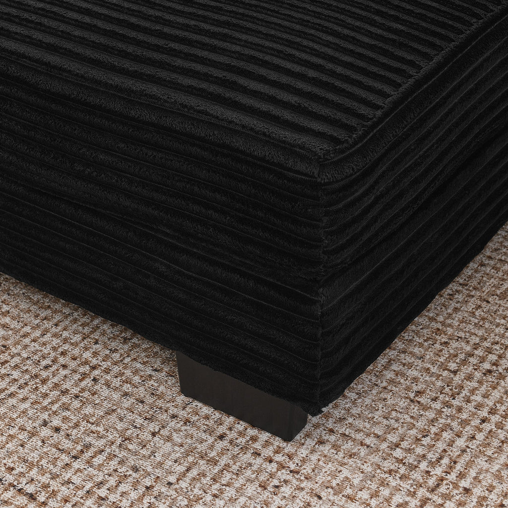 Corduroy Tufted Upholstered Sleeper Sectional Sofa, L-Shaped Modular Convertible Sofa , Can freely change the position of the footrests-Black(Assembly is required)