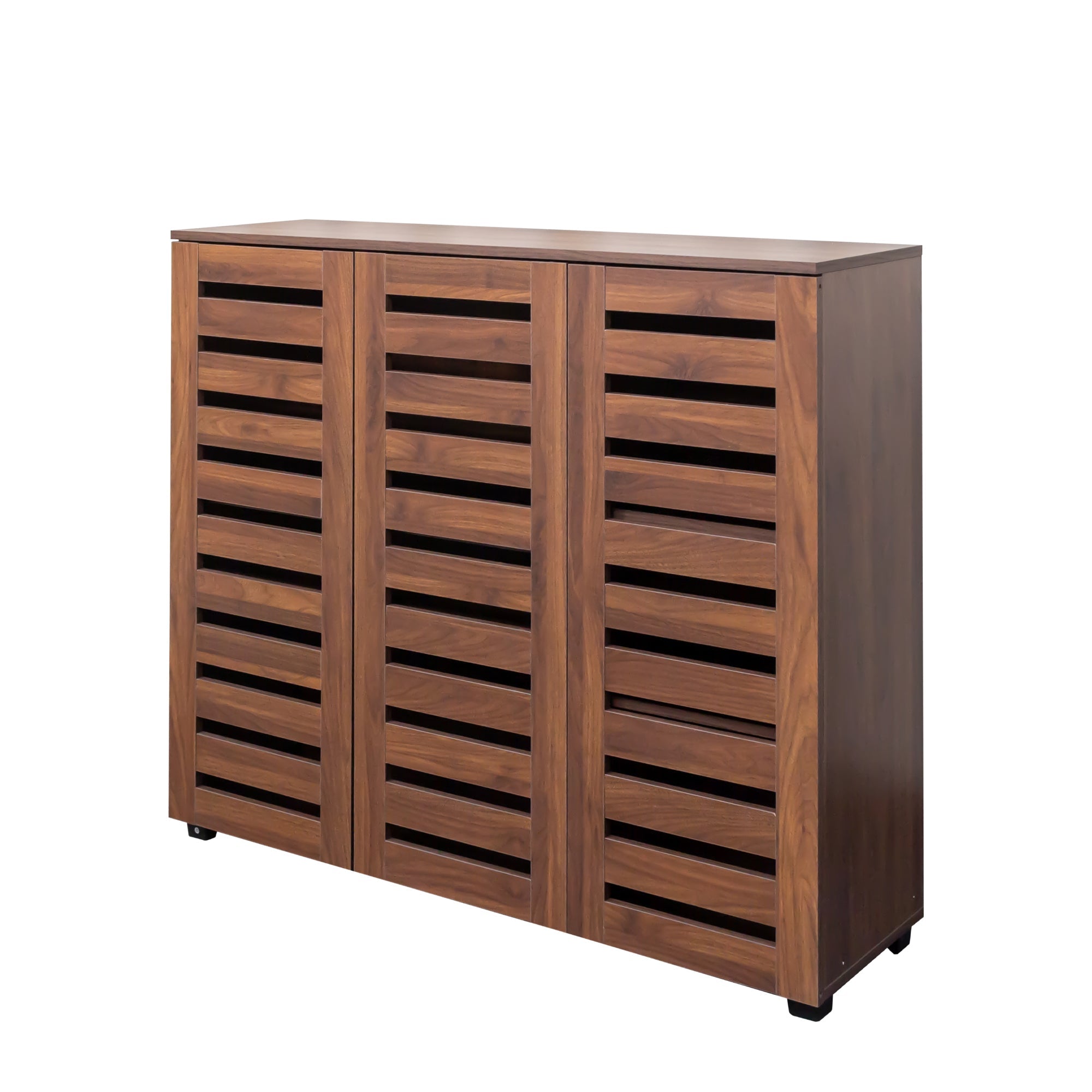 Shoe Cabinet, 5-Tier Shoe Storage Cabinet with Adjustable Shelves, Wooden Shoe Rack Organizer with Louvered Doors for Entryway, Hallway, Bedroom, Closet, Living Room