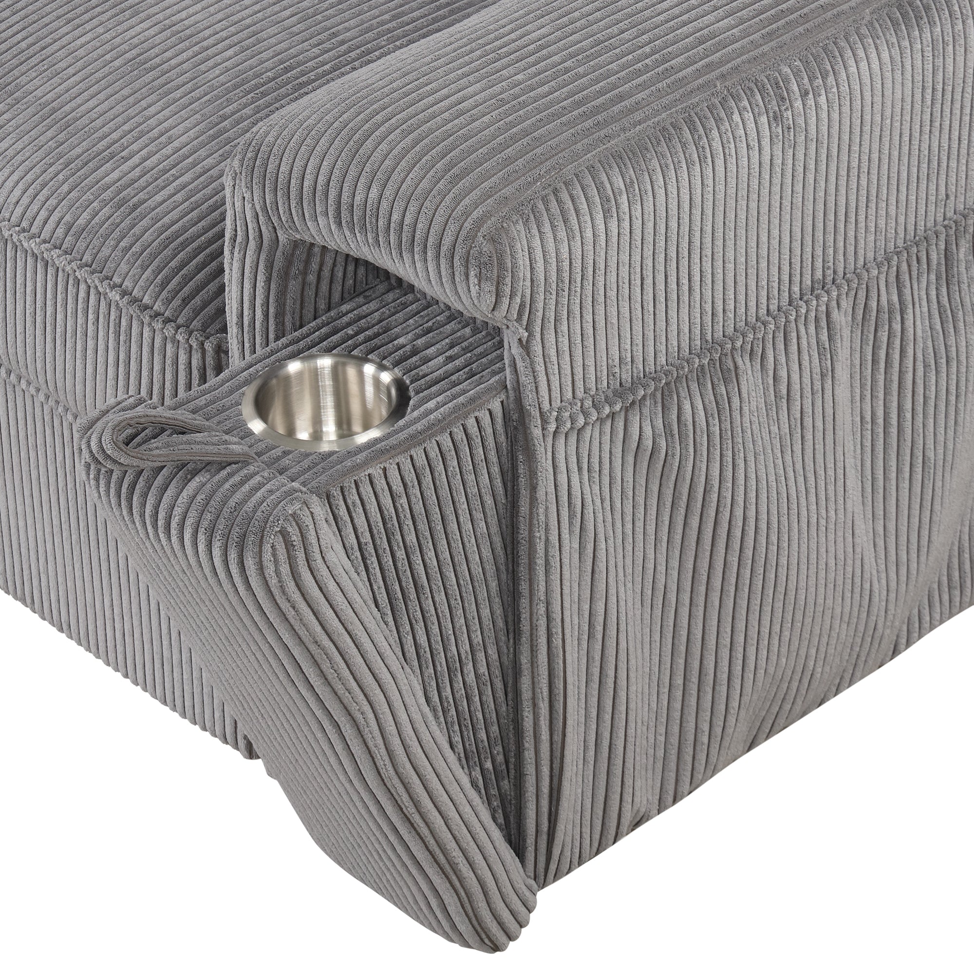 U_STYLE Upholstery Sleeper Sectional Sofa with Storage Bags and 2 cup holders  on Arms