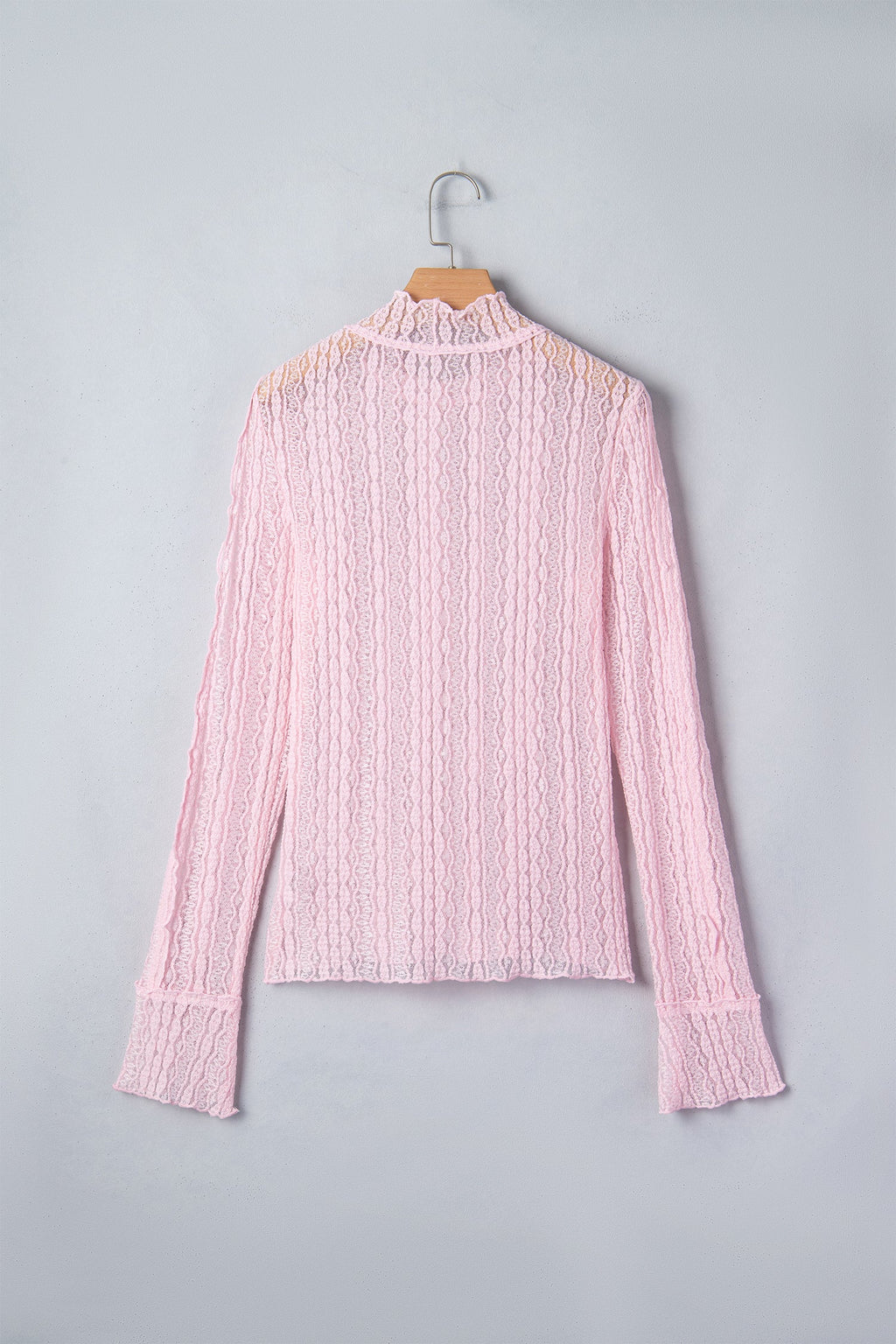 Lace Mock Neck Flounce Long Sleeve Top