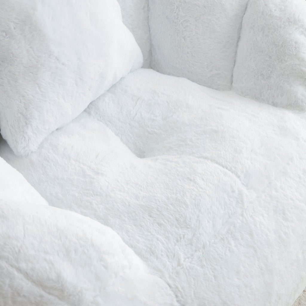 Giant Bean Bag Chair withFootstool, Oversized Bean Bag  for Adults and Kids, Faux Fur Shell-Shaped Large Chair with Filler, Stuffed Big Accent Sofa,  Floor Sofa for Gaming,Reading Living Room Bedroom