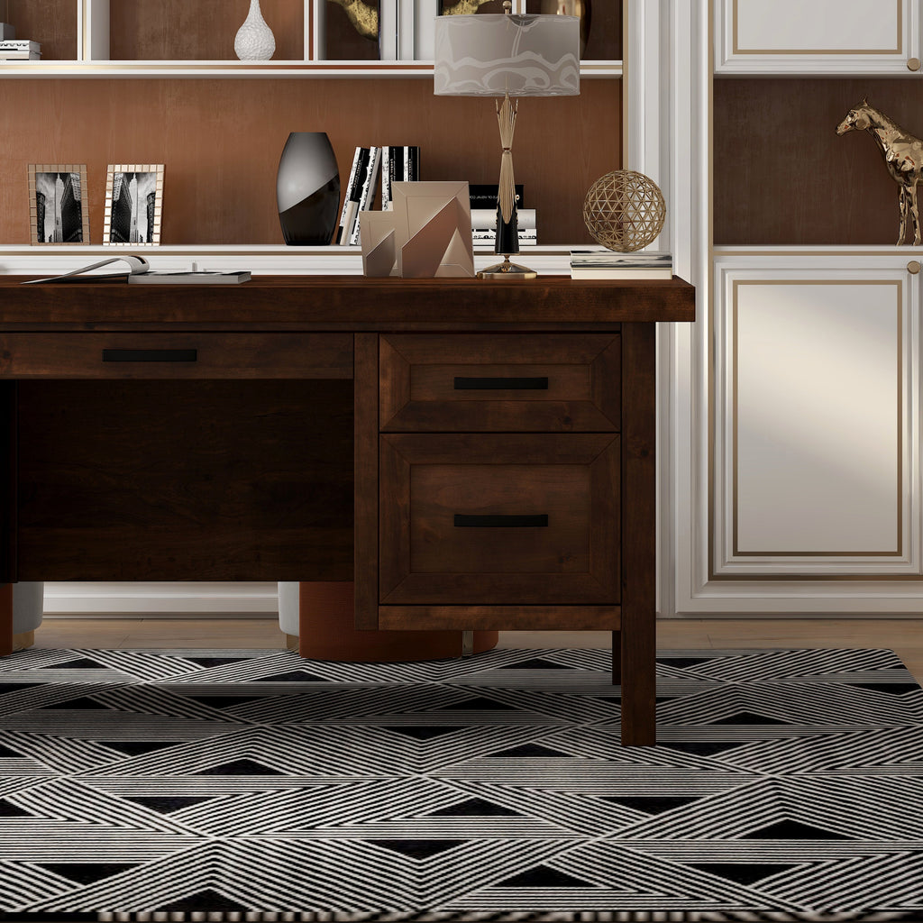 71 inch Executive Desk, No Assembly Required, Whiskey Finish