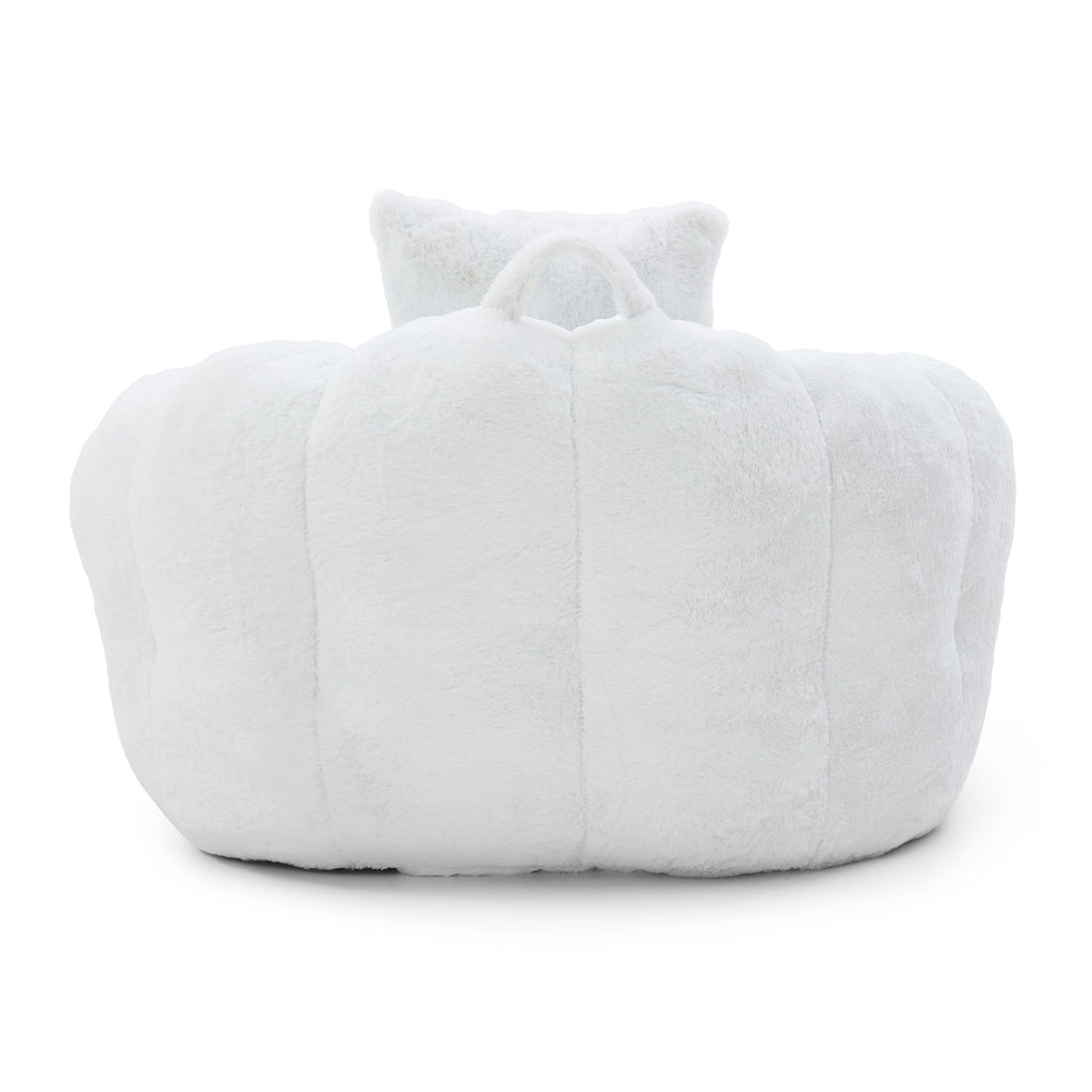 Giant Bean Bag Chair withFootstool, Oversized Bean Bag  for Adults and Kids, Faux Fur Shell-Shaped Large Chair with Filler, Stuffed Big Accent Sofa,  Floor Sofa for Gaming,Reading Living Room Bedroom