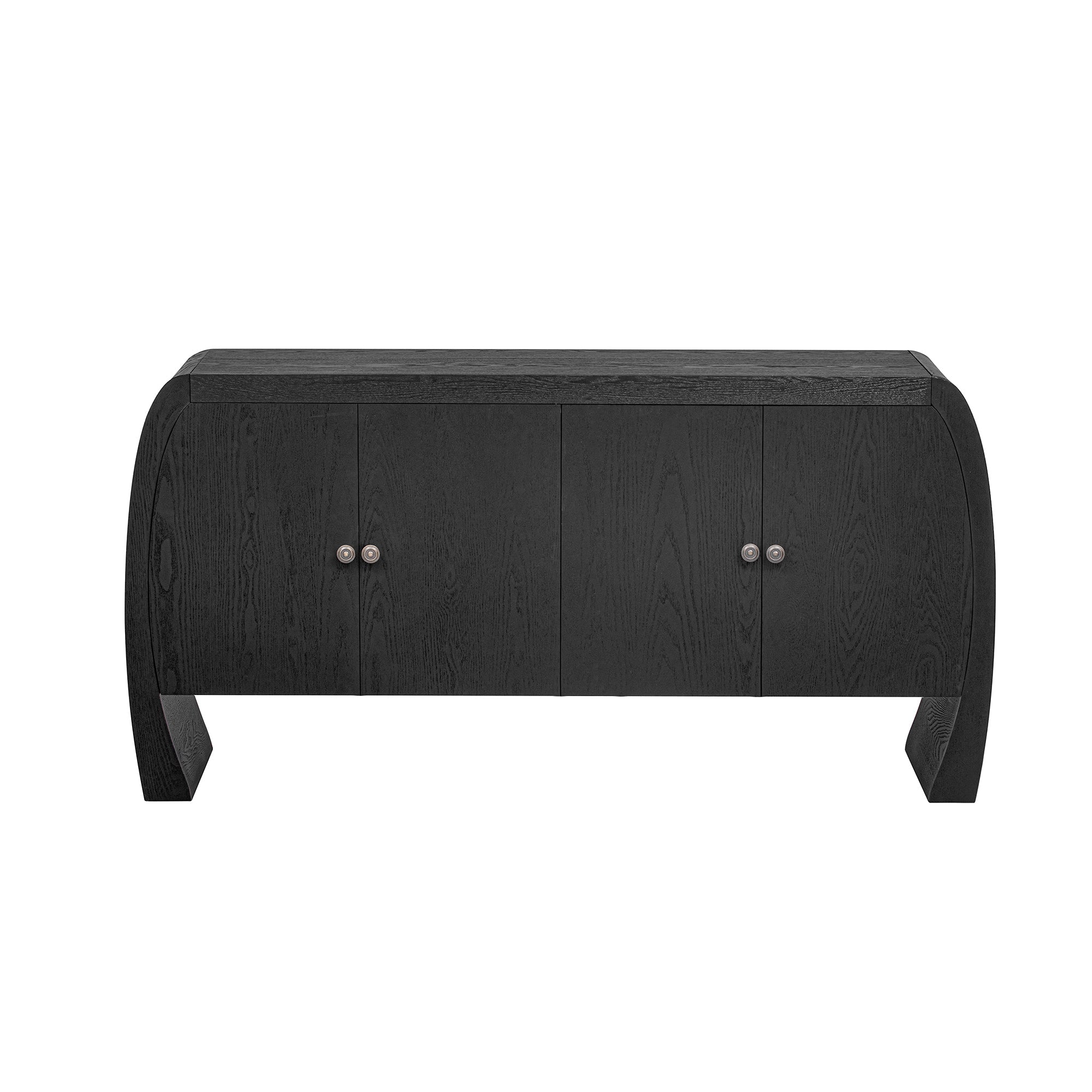 U-Style Four-Door Ash Veneer Storage Cabinet with Curved Legs, Perfectly Suited for Hallways, Entrances, and Living Rooms