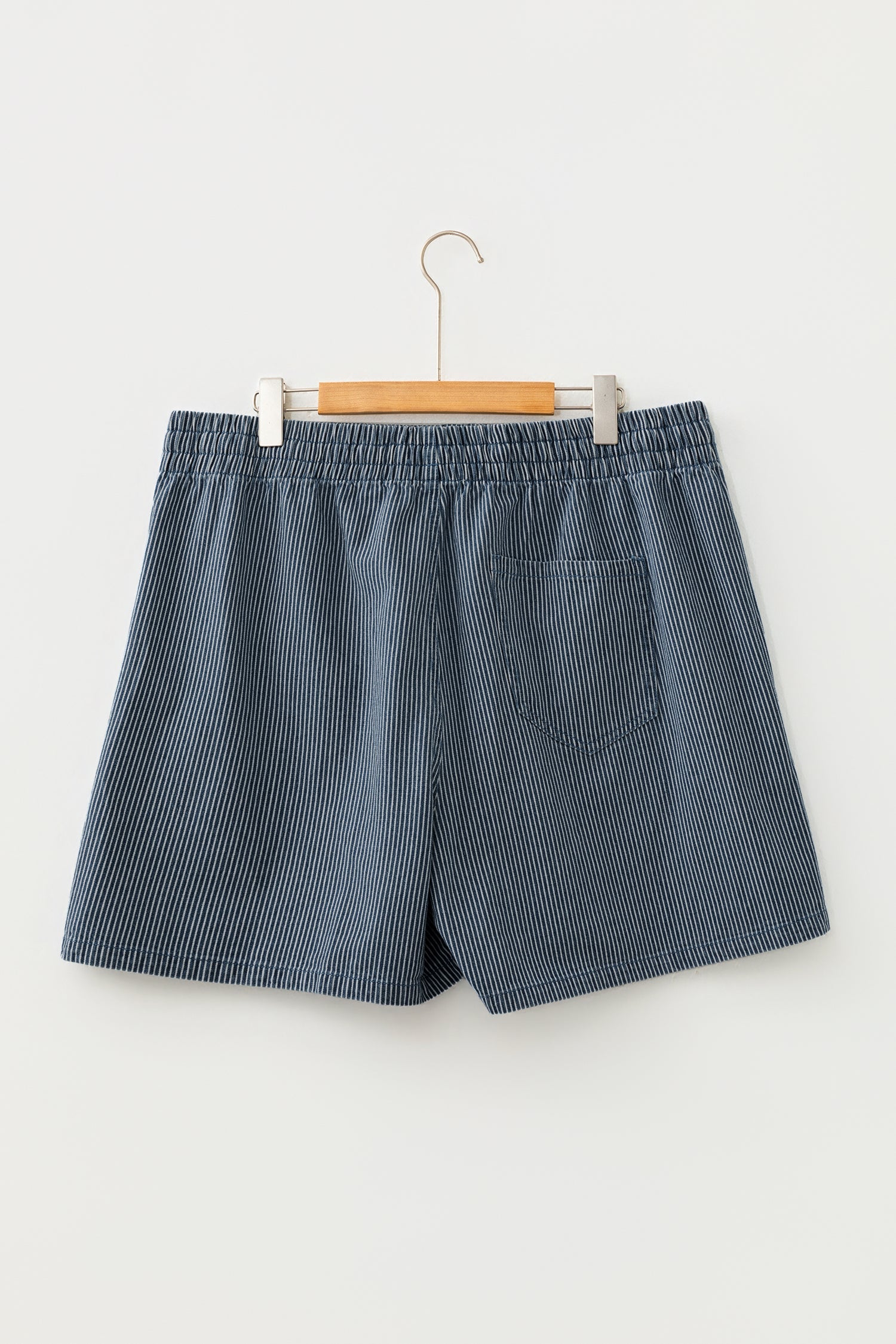 Plus Size Stripe Denim Contrast Drawstring Shorts