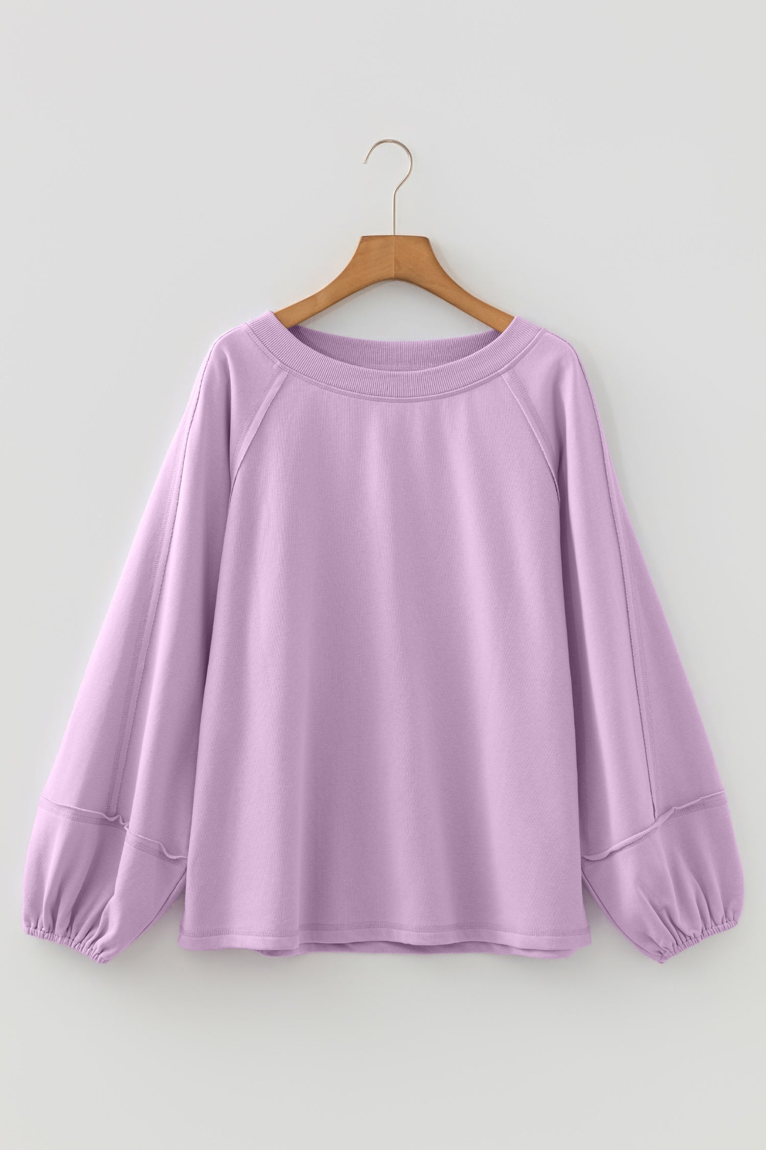 Solid Raw Seam Patchwork Baggy Sweatshirt