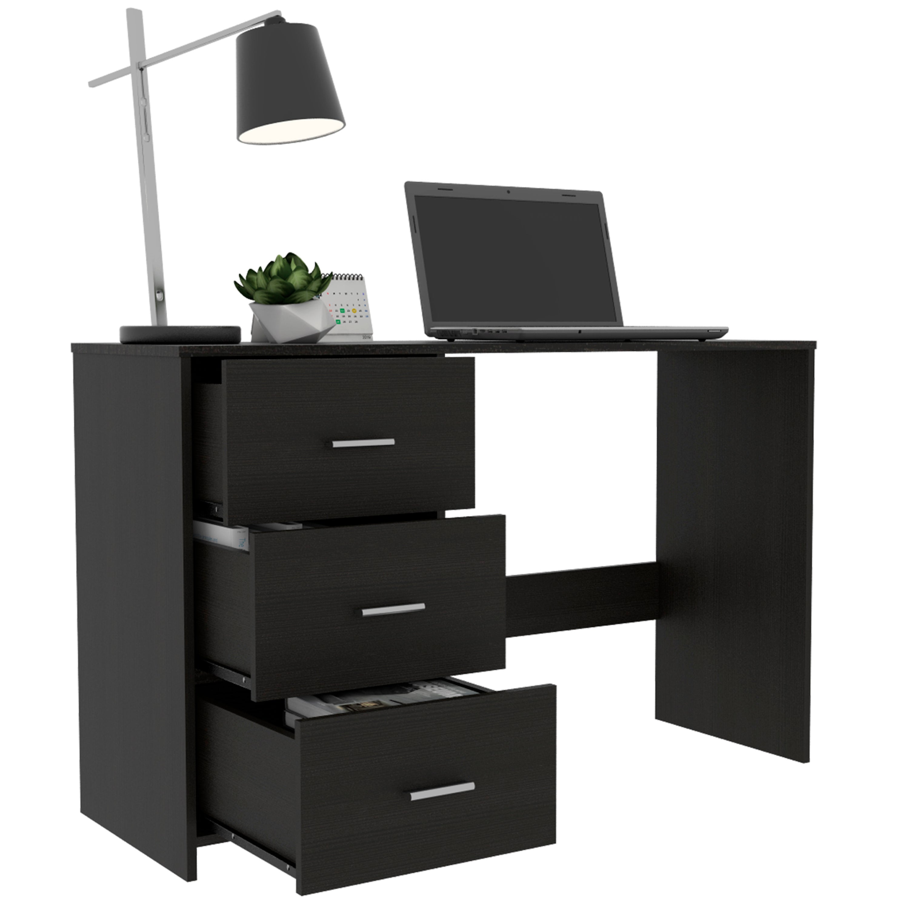 Classic 3 Drawers Writing Desk -Black