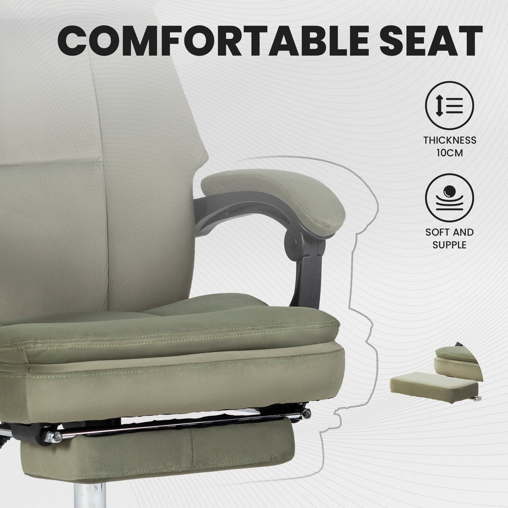 Office Chair, Big and Tall Executive Office Chair with Footrest & Removable Headrest, High Back Ergonomic Computer Desk Chair Work Chair With Comfortable Frosted Velvet (Green)