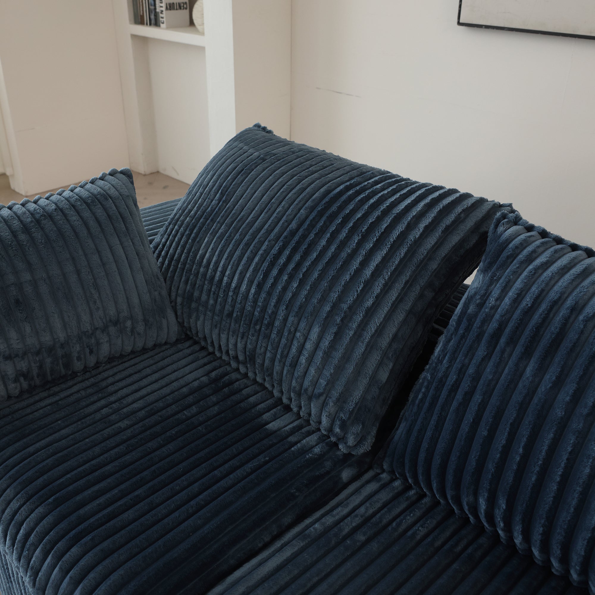 39.8' Cloud Sofa,Corduroy Fabric,Deep Seat Couches,Double-layer design,Removable  Cushion,No Assembly, DIY Combination for Living room, Bedroom,Conference room ,Apartment,Blue