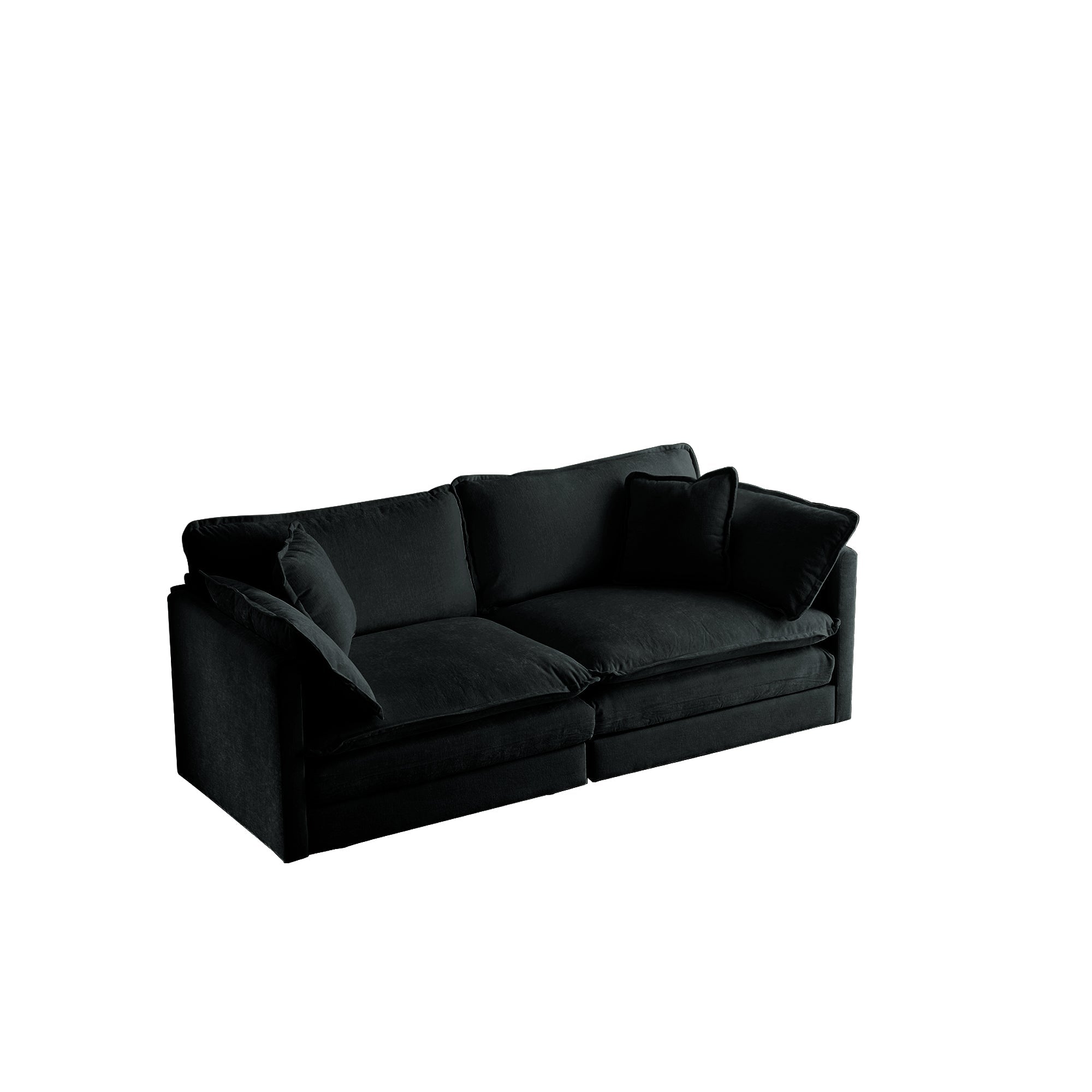 Sofa Set of 2 Chenille Couch, 2+3 Seater Sofa Set Deep Seat Sofa, Modern Sofa Set for Living Room, Black Chenille