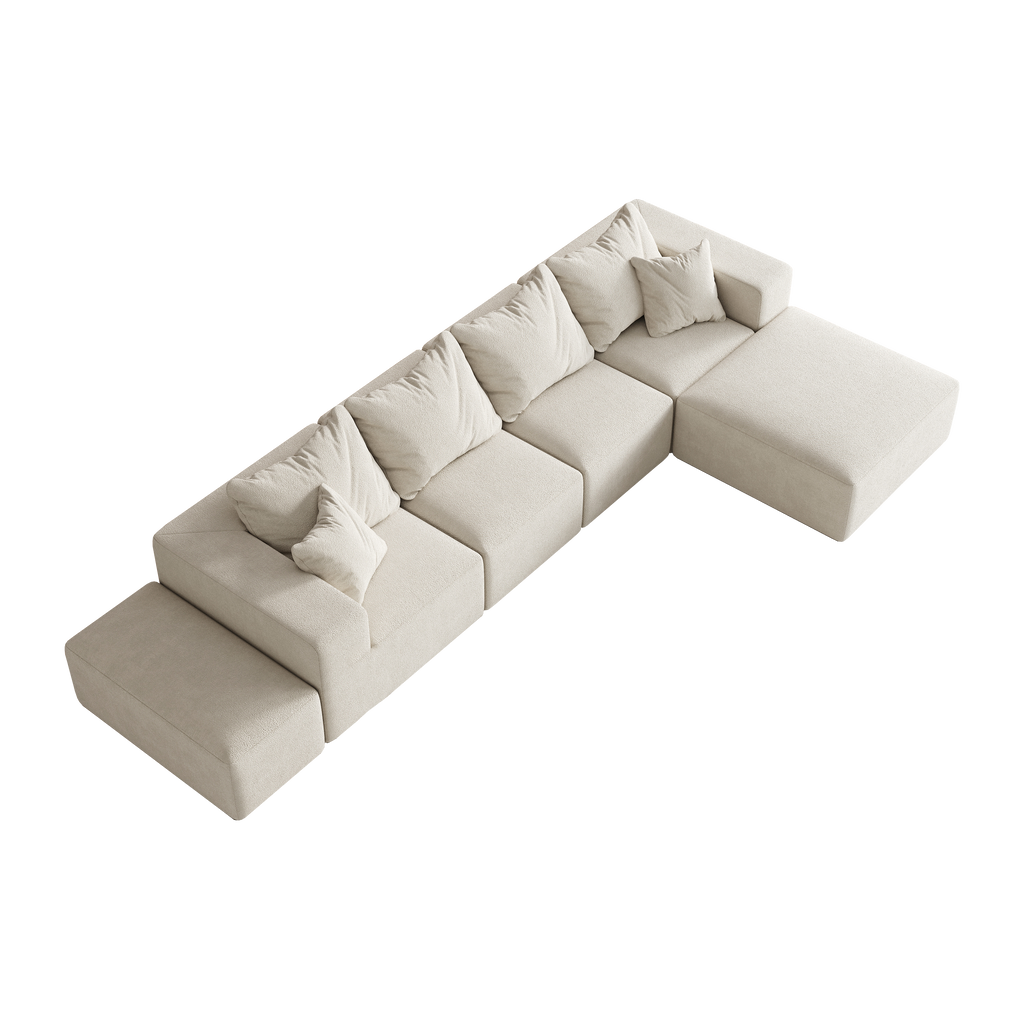 Modern Upholstered Sectional Boneless Couch Set,Modular 132' L Shaped Sectional Living Room Sofa Set With 6 Pillows,Free Combination Sofa Couch for Living Room,Bedroom