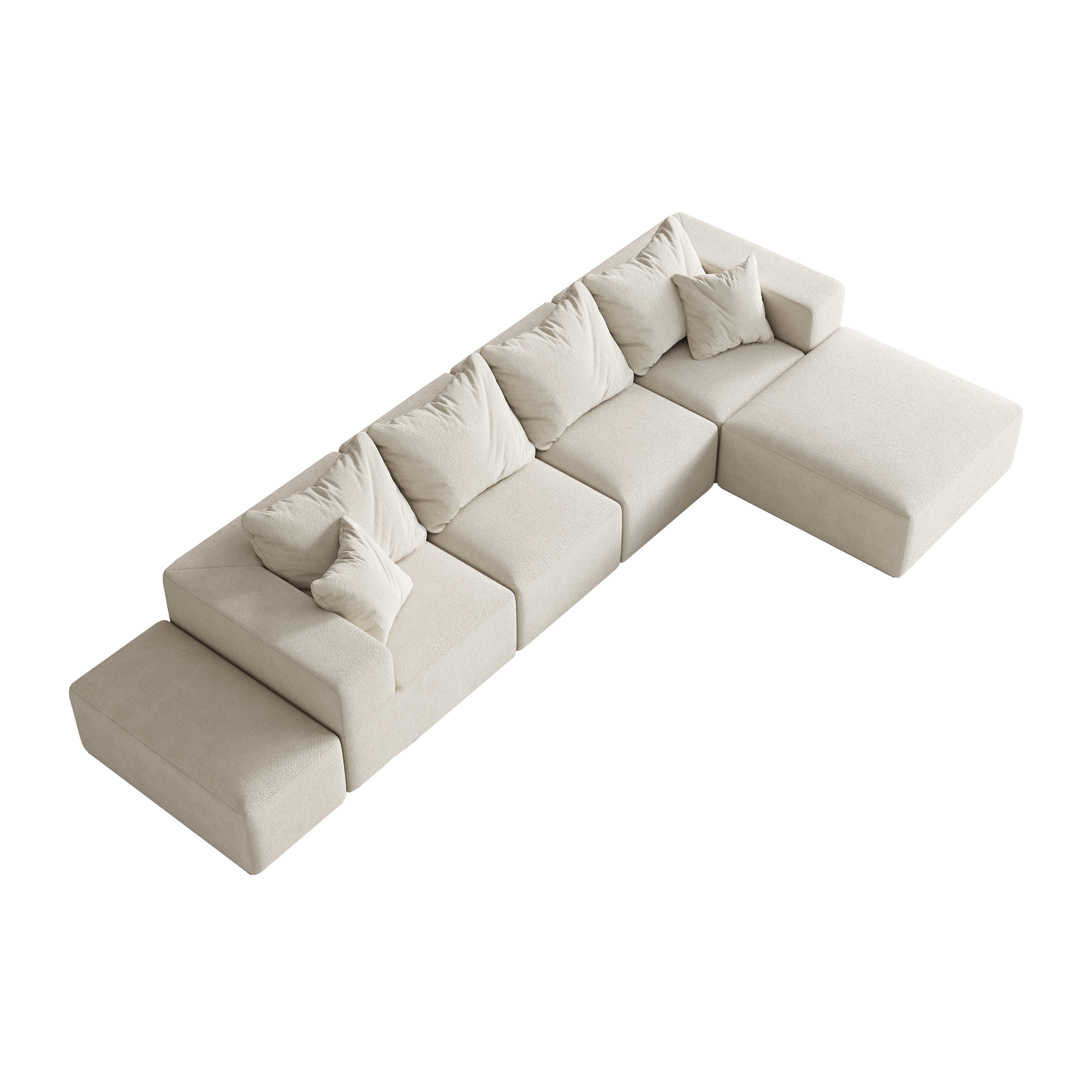 Modern Upholstered Sectional Boneless Couch Set,Modular 132' L Shaped Sectional Living Room Sofa Set With 6 Pillows,Free Combination Sofa Couch for Living Room,Bedroom
