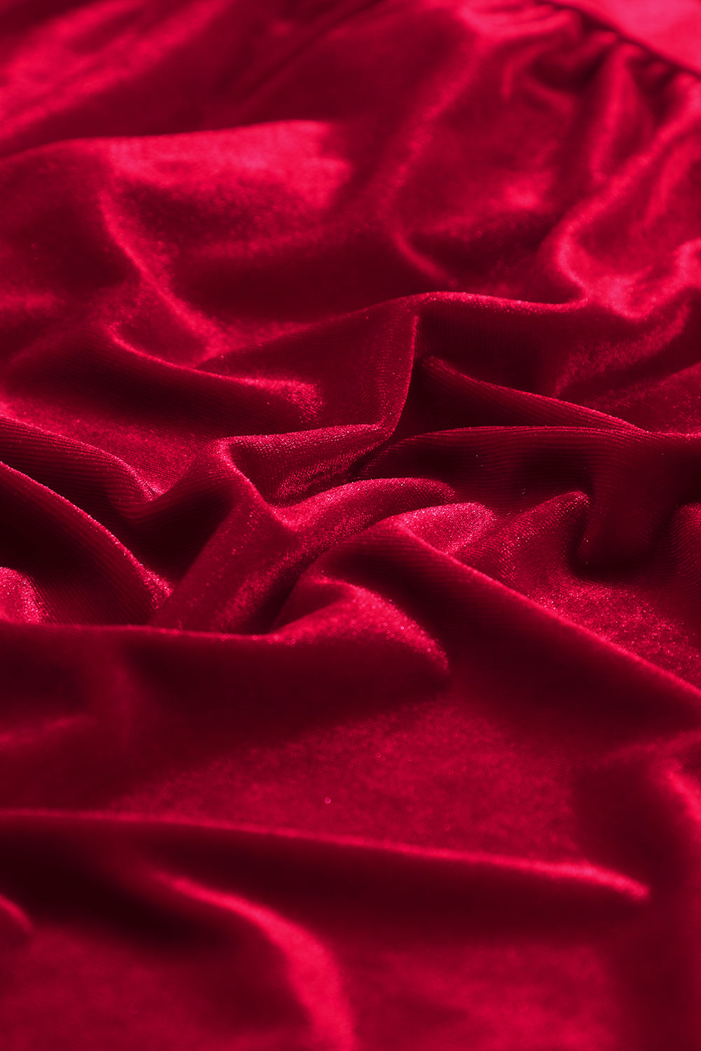 Velvet Ruffle Buttoned Long Sleeve Dress
