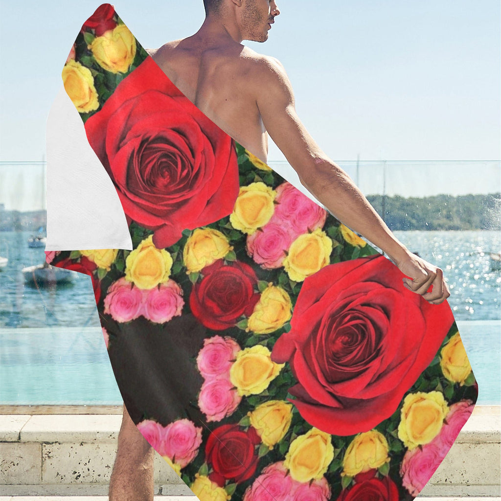 Red and Yellow Roses Beach Towel 31" x 71" (Made In USA)