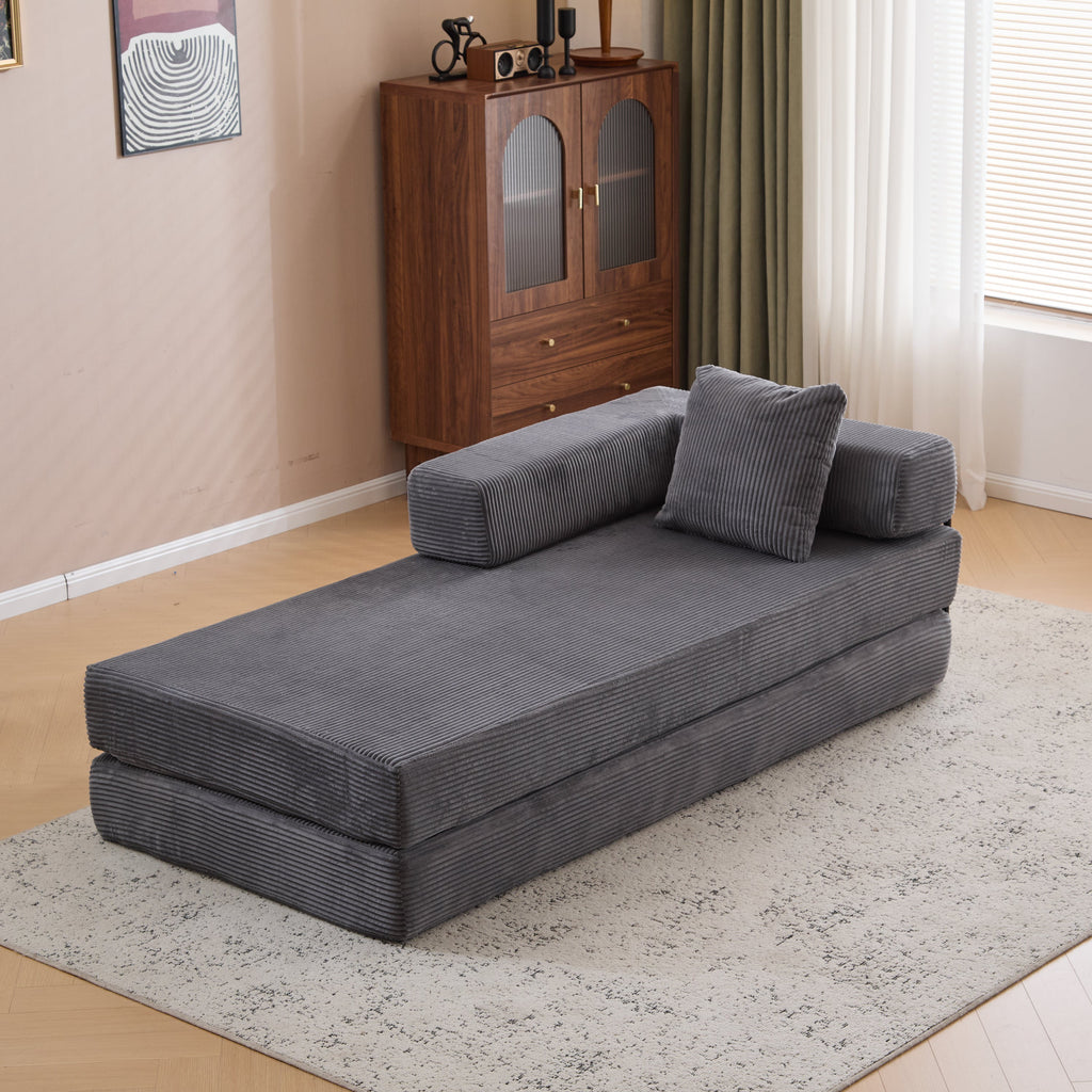 Floor Couch,Compression Sofa,Convertible Floor Sofa Bed-with Pillow Back Support Armrest,Comfy Futon Couch Lounge Sleeper Bed,Corduroy Fabric,for Living Room Bedroom (dark grey)