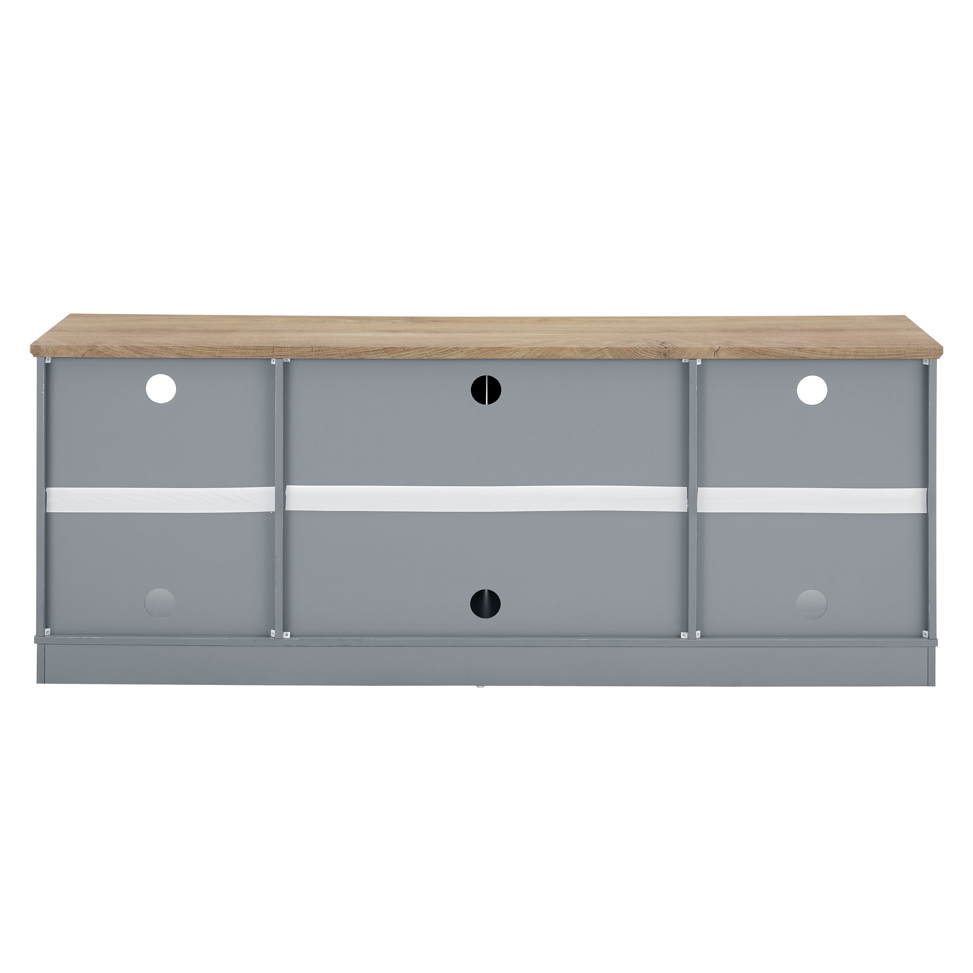 Modern Farmhouse TV Media Stand, Large Home Entertainment Console, for TV Up to 80'', with Open Shelves and Glass Door Cabinets, Light Blue and Light Oak, 70'W*15.55'D*26.85'H