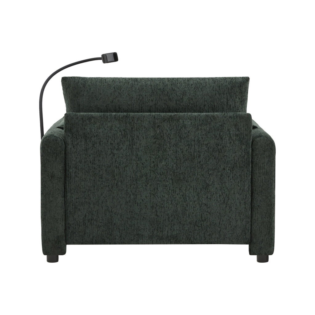 38' Single Sofa with Storage Ottoman, Adjustable Phone Holder, USB Charger, Side Storage Pockets, Pillow-Like Armrests, Wide Seat Chaise Lounge for Living Room&Apartment, Chenille, 4 Colors