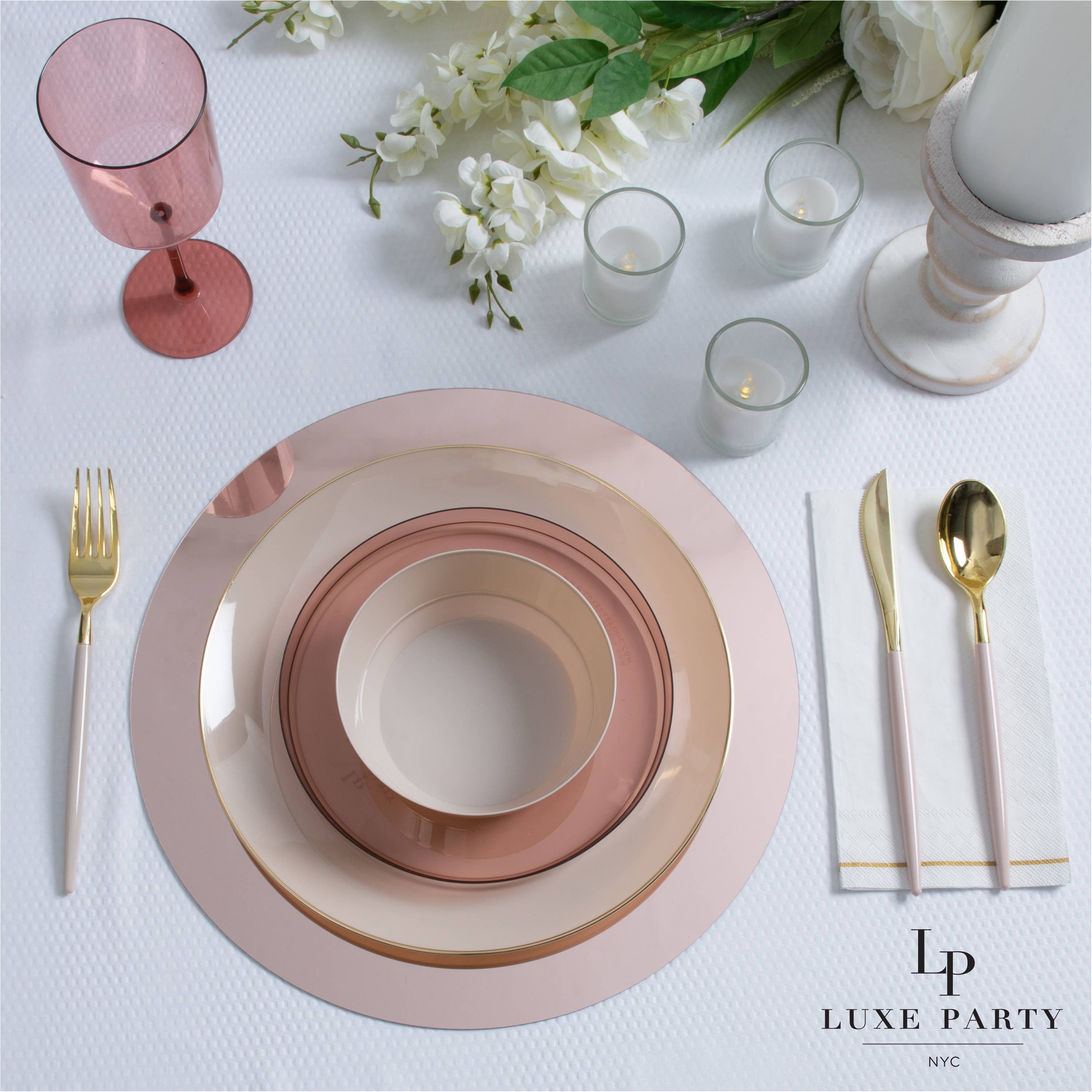 13" Rose Gold Round Light Weight Mirror Charger Plate | 1 Ch