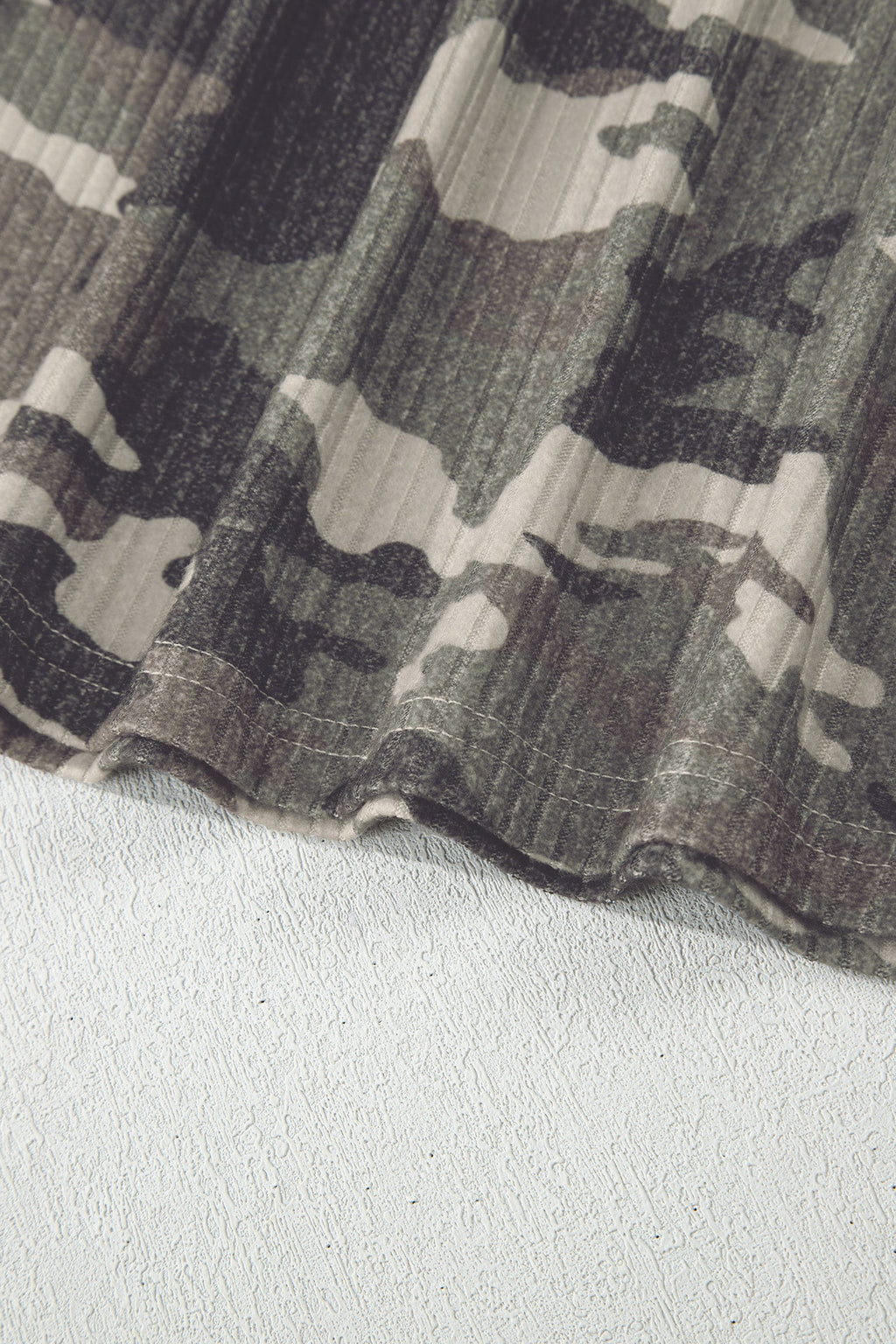 Camo Ribbed Knit Scoop Neck Tank Top