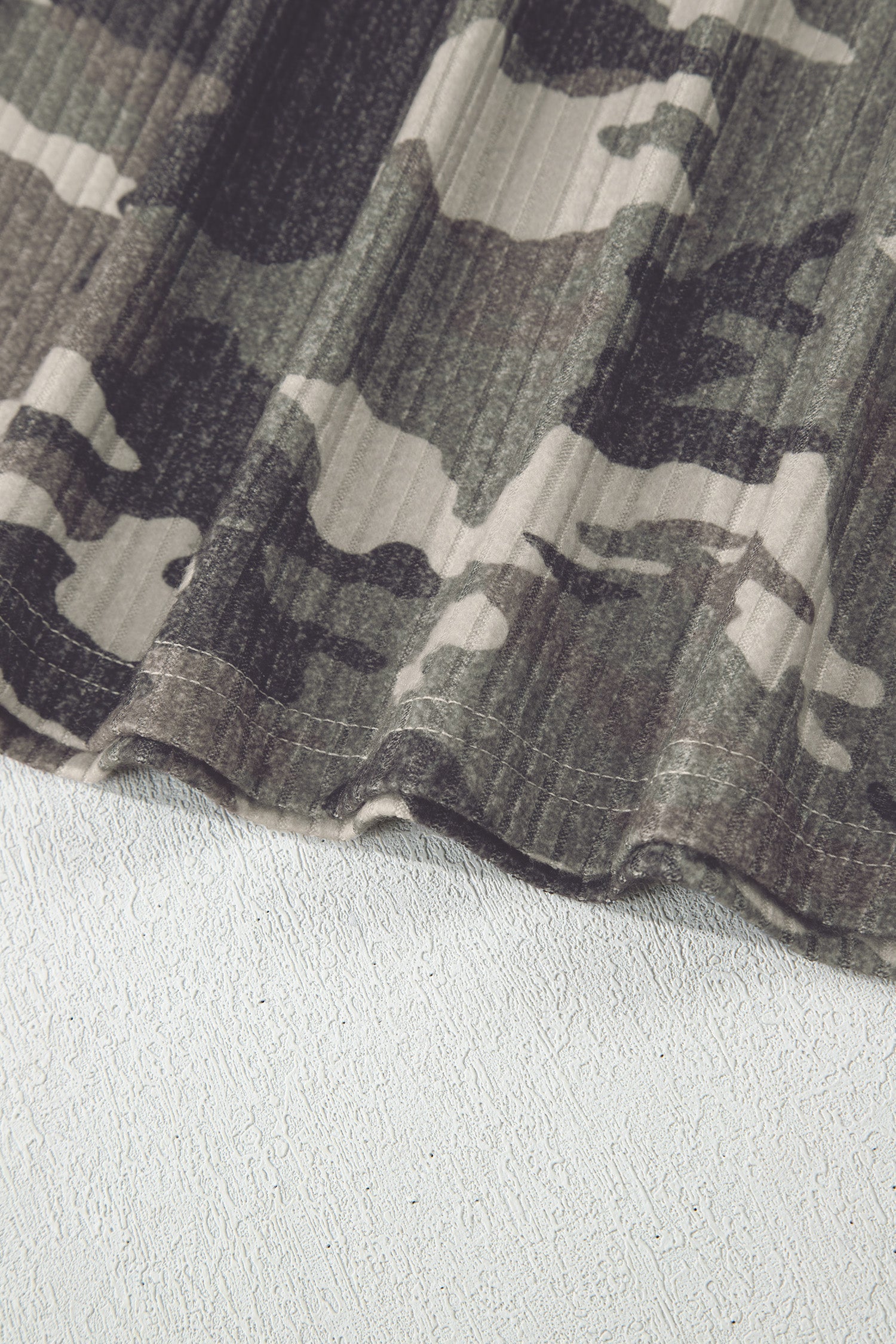 Camo Ribbed Knit Scoop Neck Tank Top