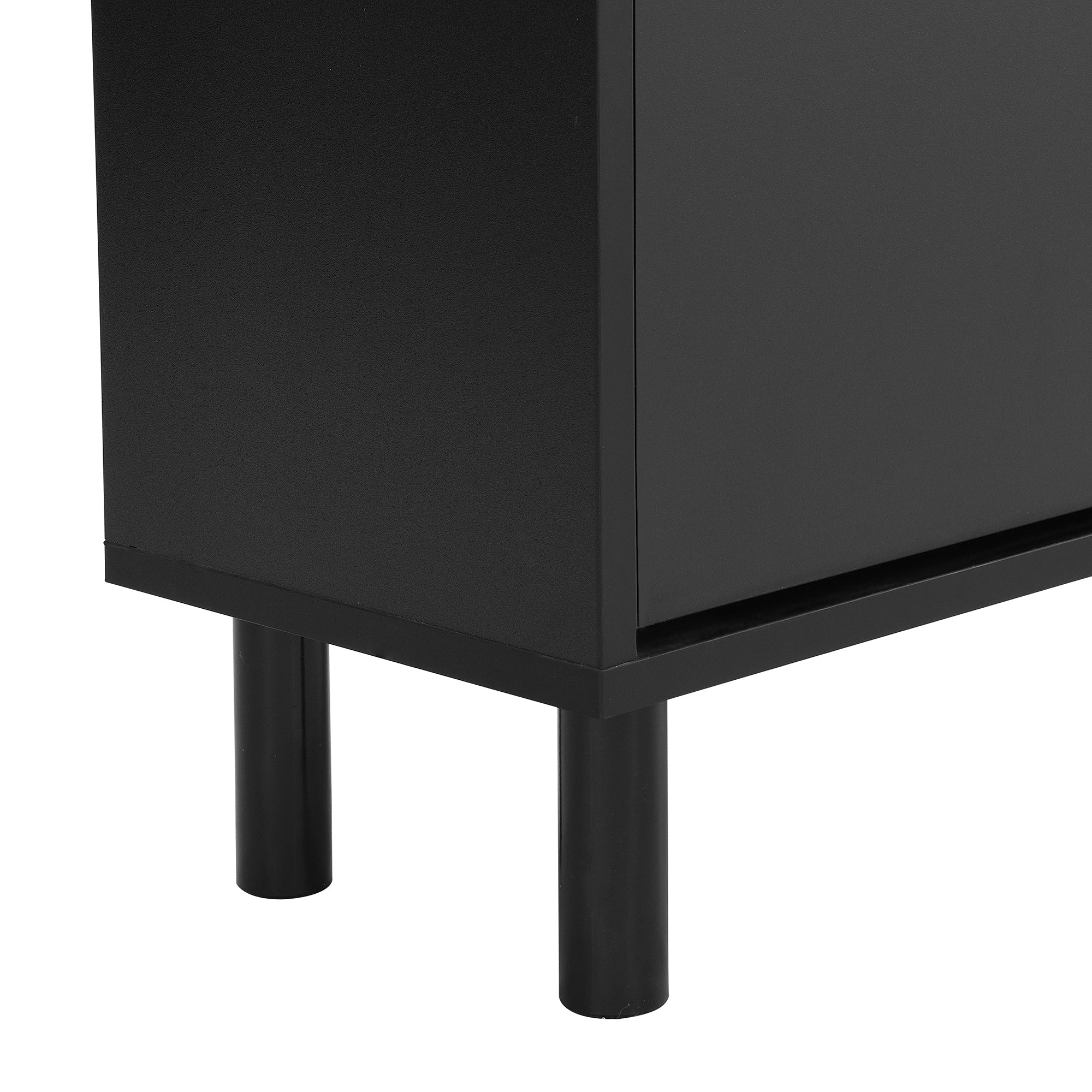 ON-TREND Narrow Design Tipping Bucket Shoe Cabinet with 3 Flip Drawers, Wood Grain Pattern Top Entryway Organizer with 3 Hooks, Free Standing Shoe Rack with Adjustable Panel for Hallway, Black